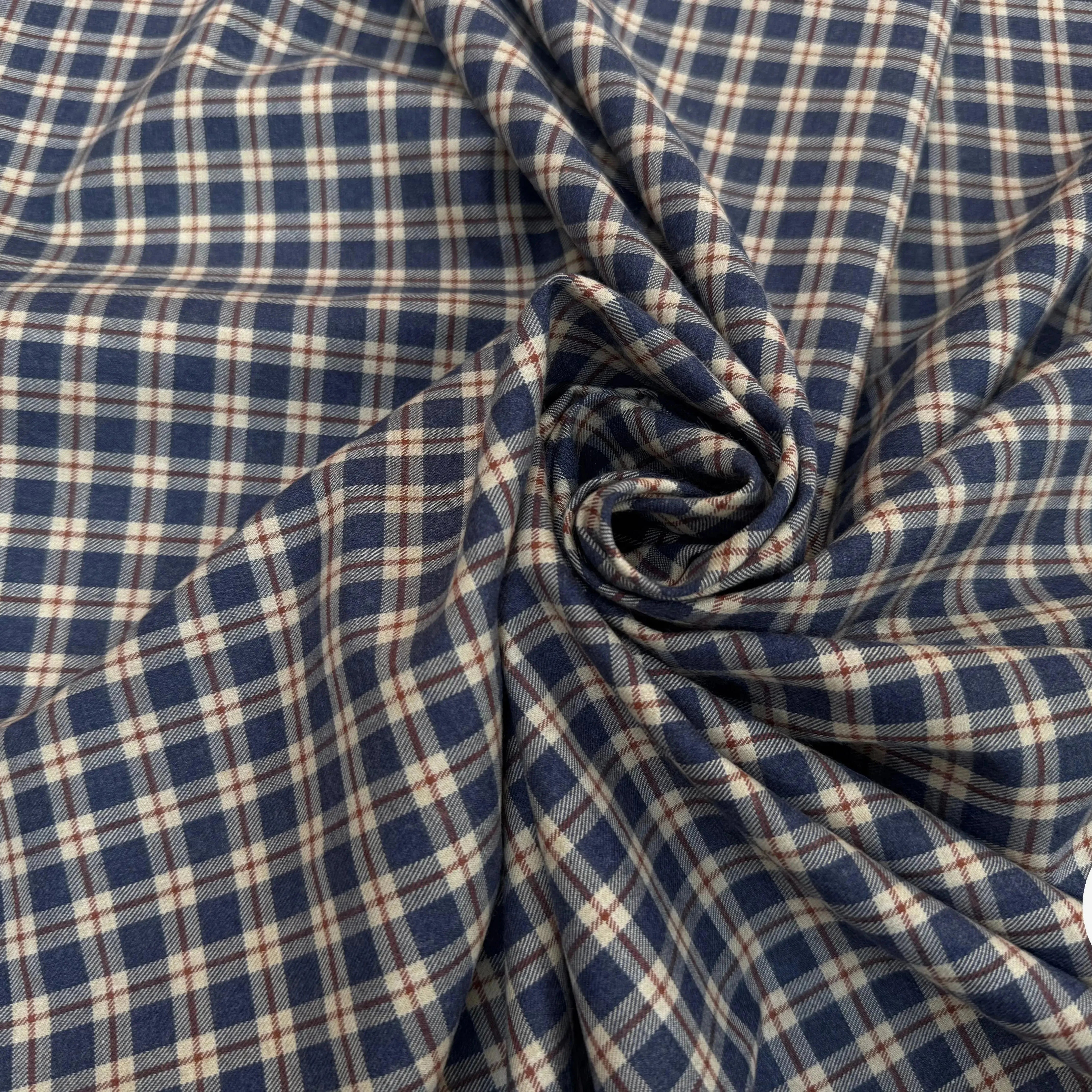 TISSU COTON TRAPPEUR MOTIFS CARREAUX BLEU NAVY TERRACOTTA ET CRÈME EMERISE - My Little Coupon