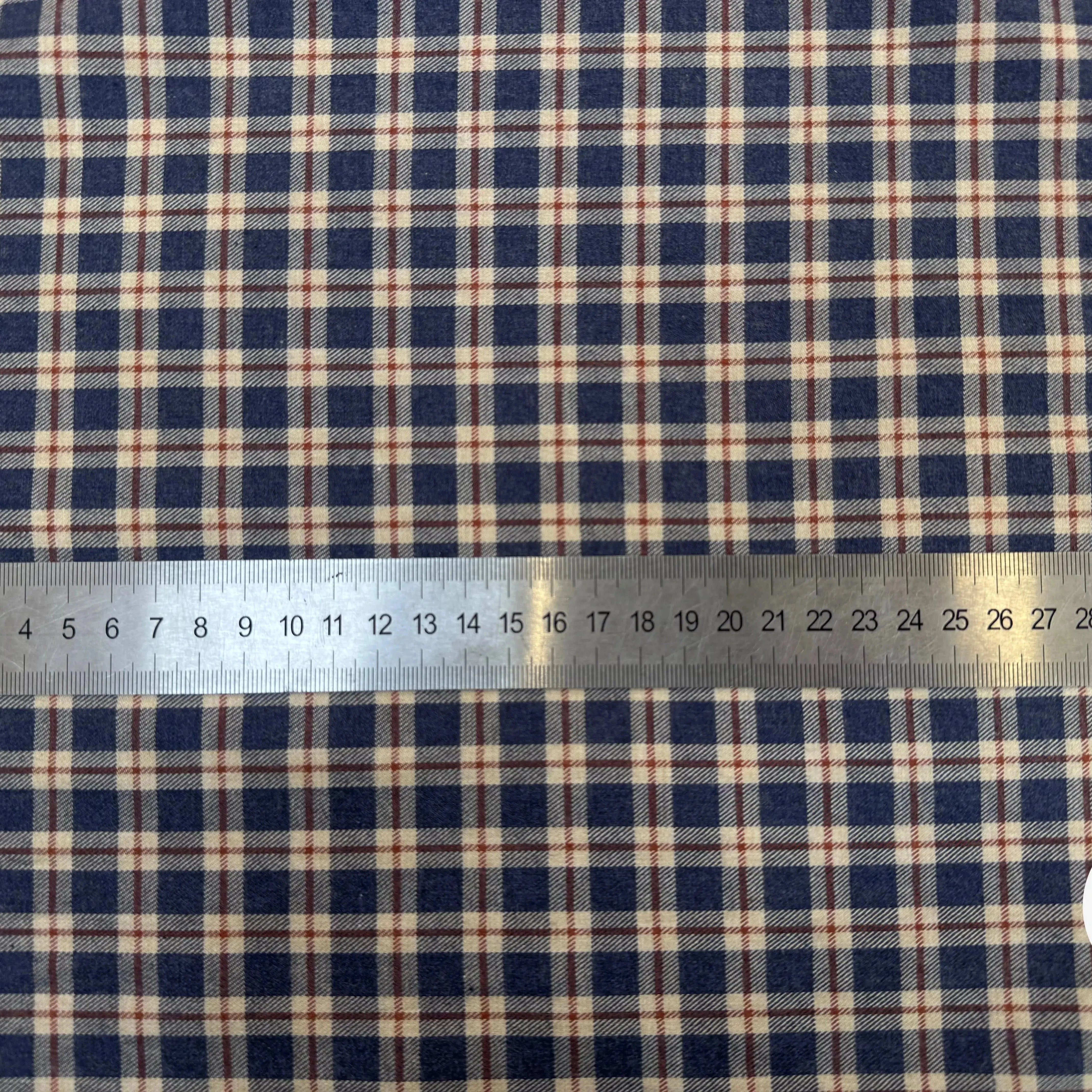 TISSU COTON TRAPPEUR MOTIFS CARREAUX BLEU NAVY TERRACOTTA ET CRÈME EMERISE - My Little Coupon