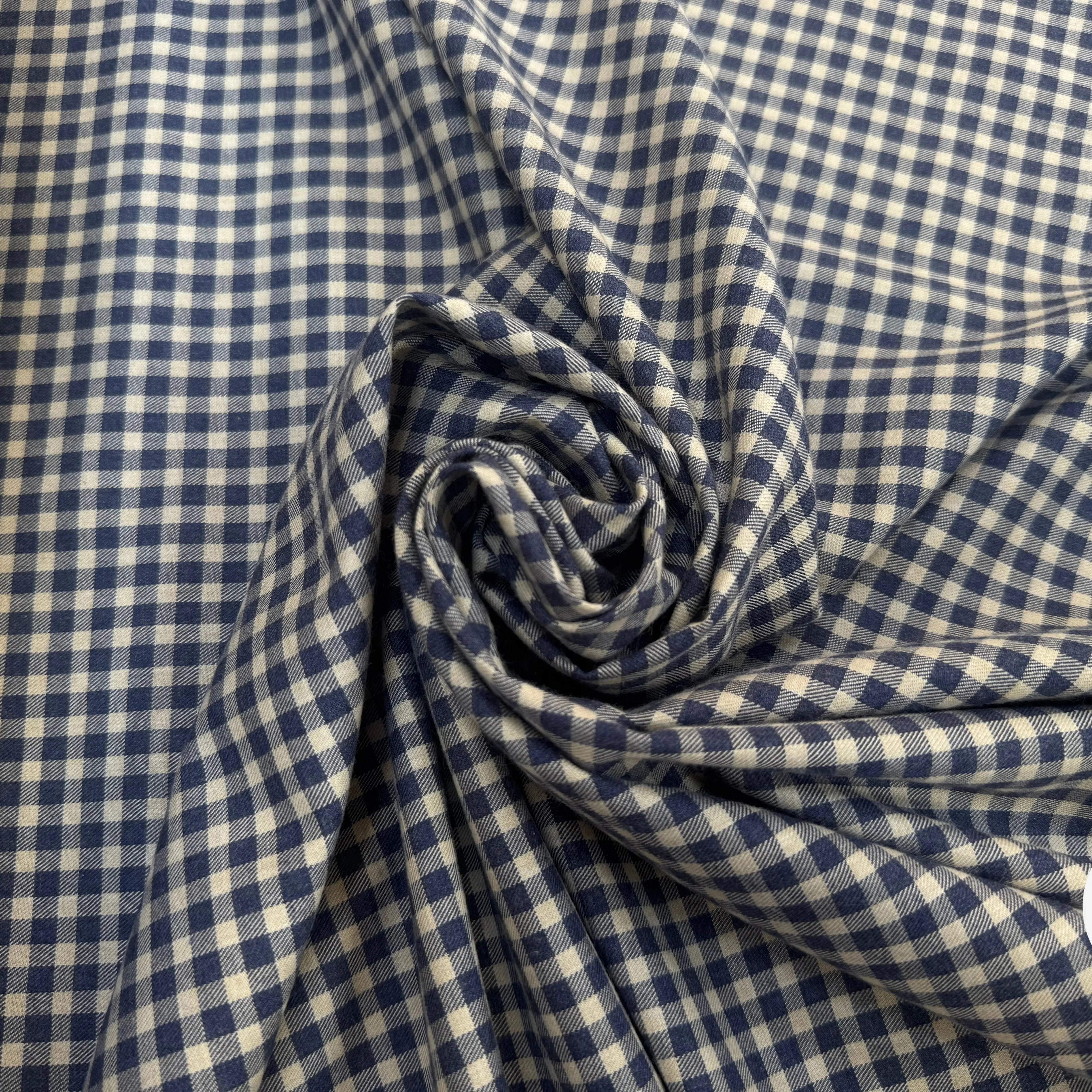 TISSU COTON TRAPPEUR PETITS CARREAUX BLEU ET BEIGE EMERISE - My Little Coupon