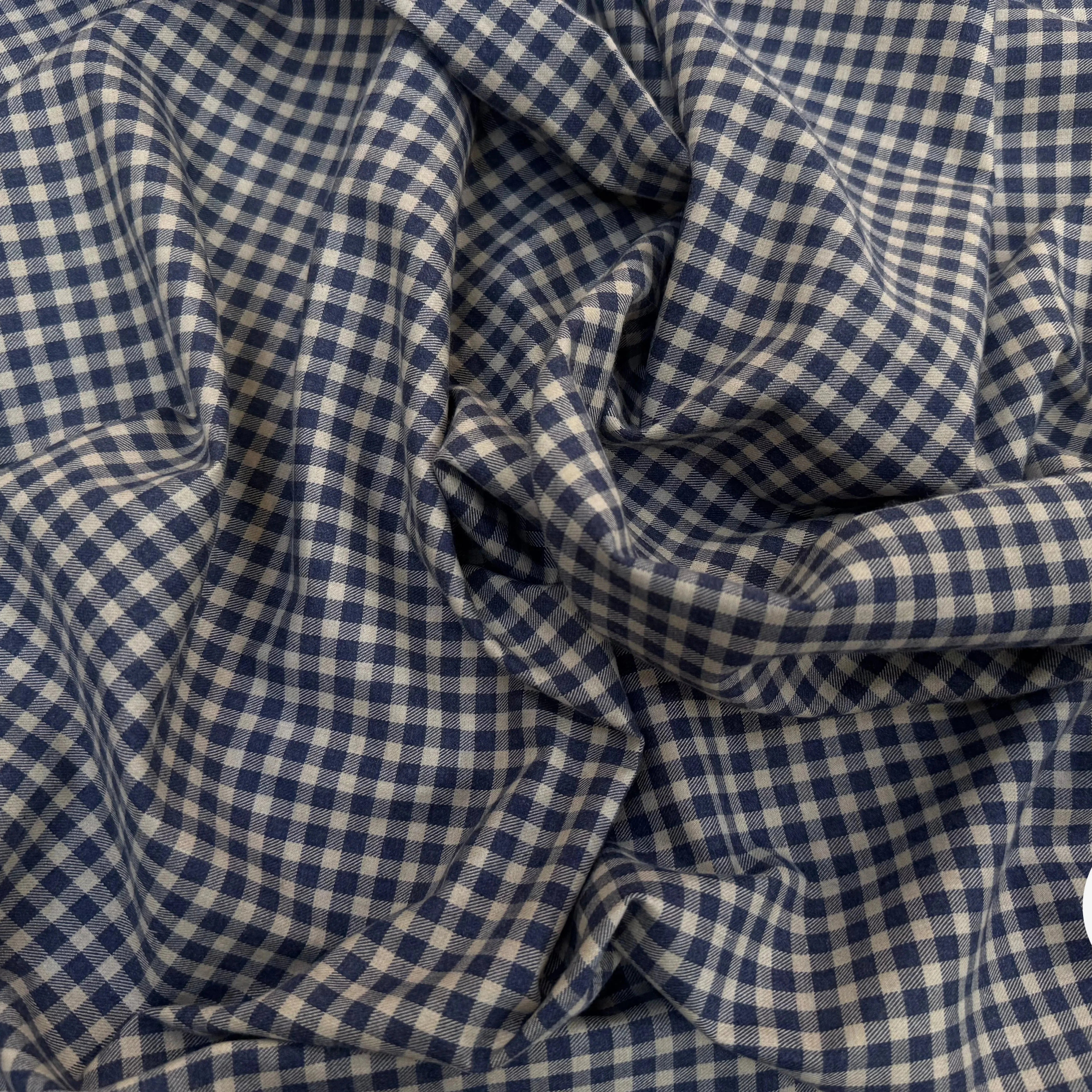 TISSU COTON TRAPPEUR PETITS CARREAUX BLEU ET BEIGE EMERISE - My Little Coupon