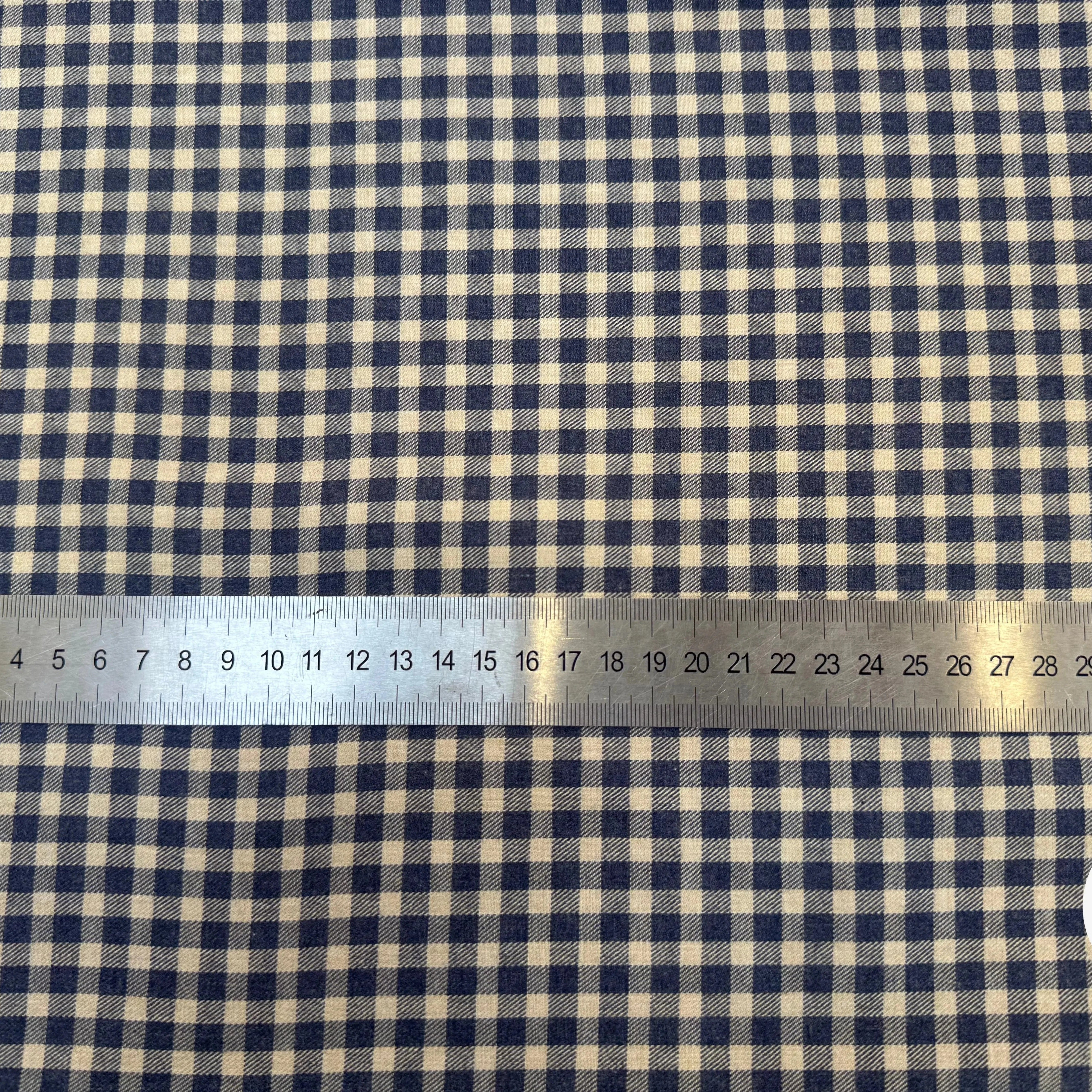 TISSU COTON TRAPPEUR PETITS CARREAUX BLEU ET BEIGE EMERISE - My Little Coupon