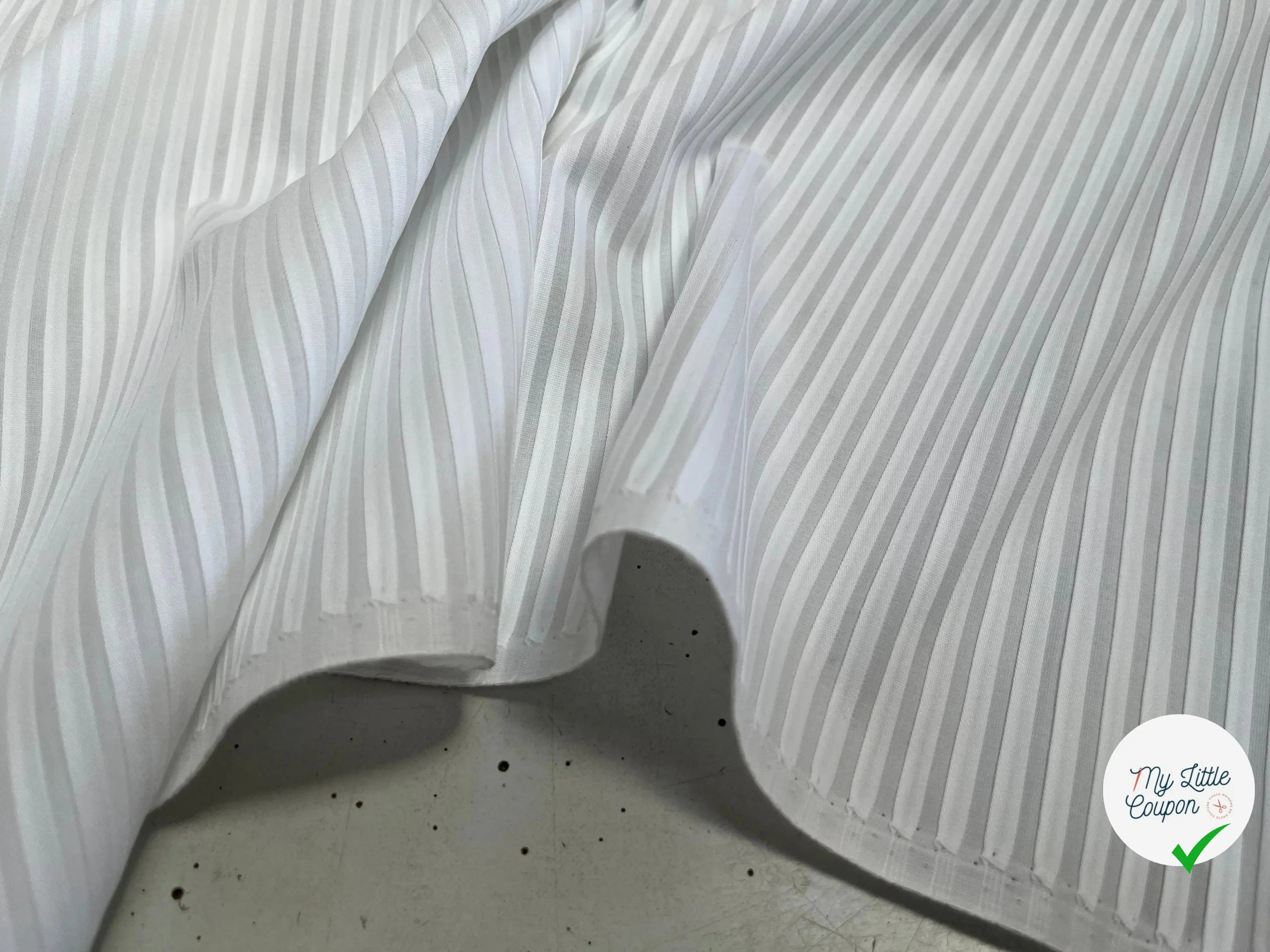 TISSU COTON UNI BLANC À RAYURE - My Little Coupon