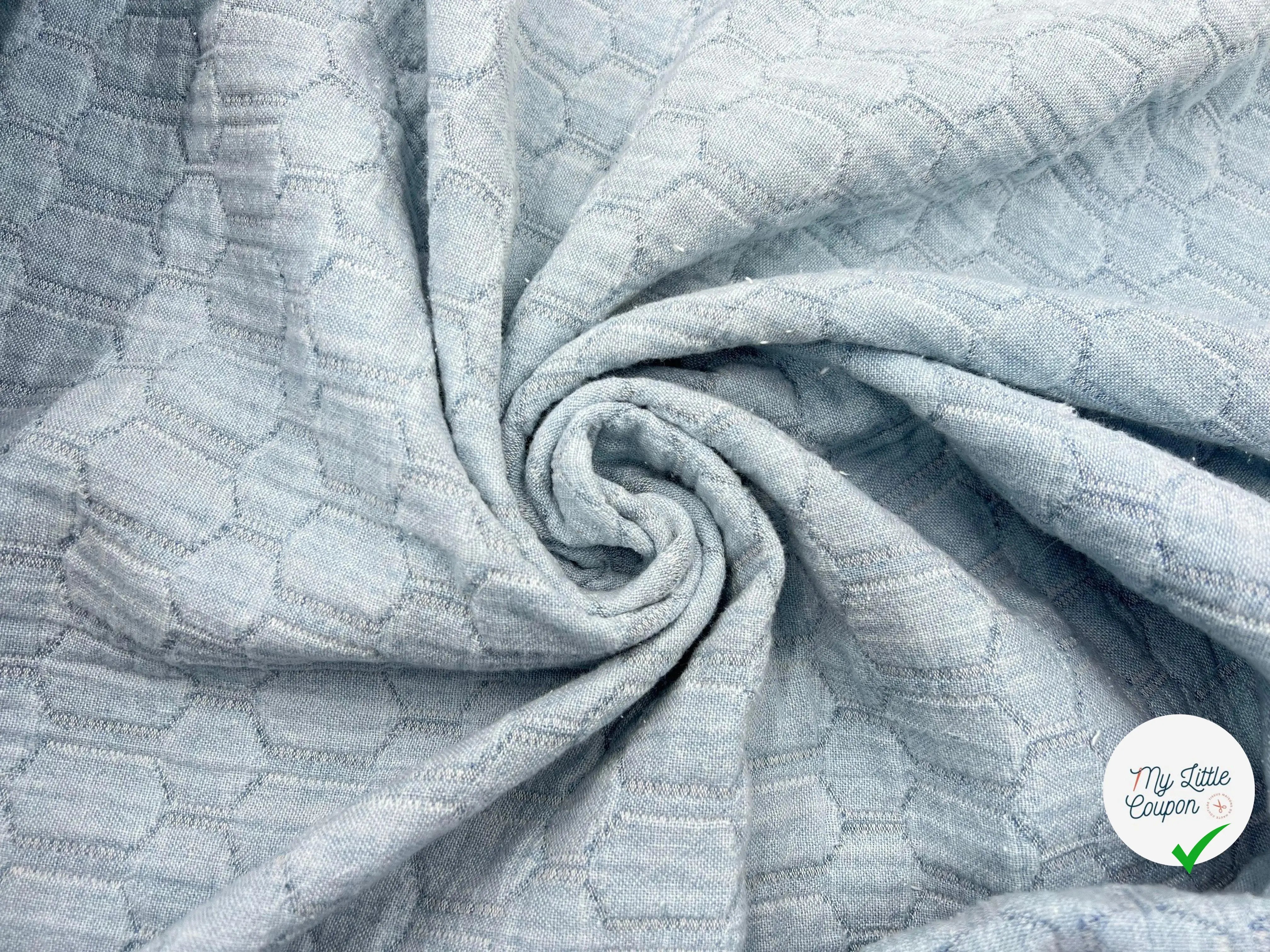 TISSU DOUBLE ÉTOFFE JACQUARD RUCHES AZUR - My Little Coupon - tissu - coudre