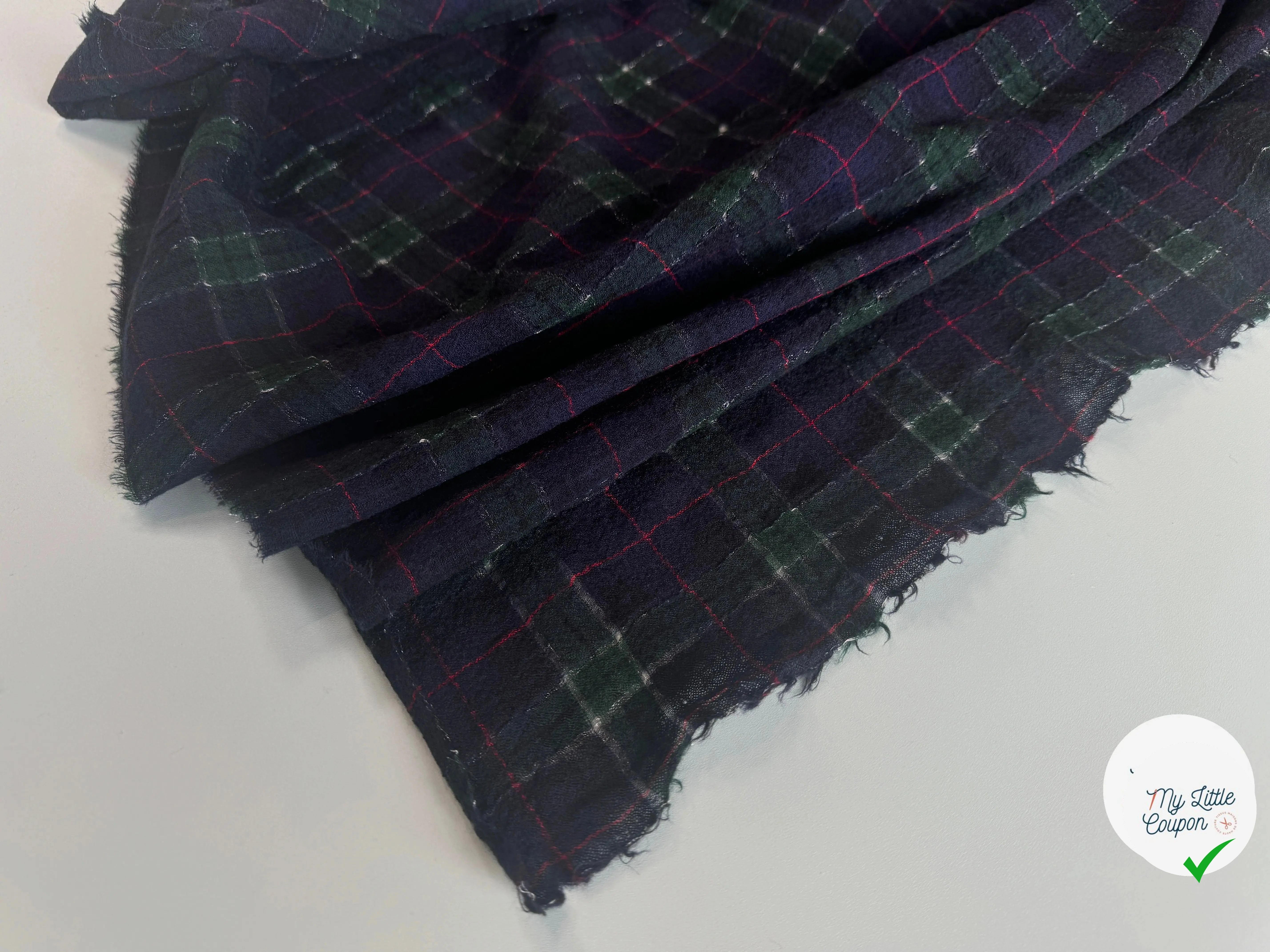 TISSU SURCHEMISE À CARREAUX 100% LAINE - My Little Coupon