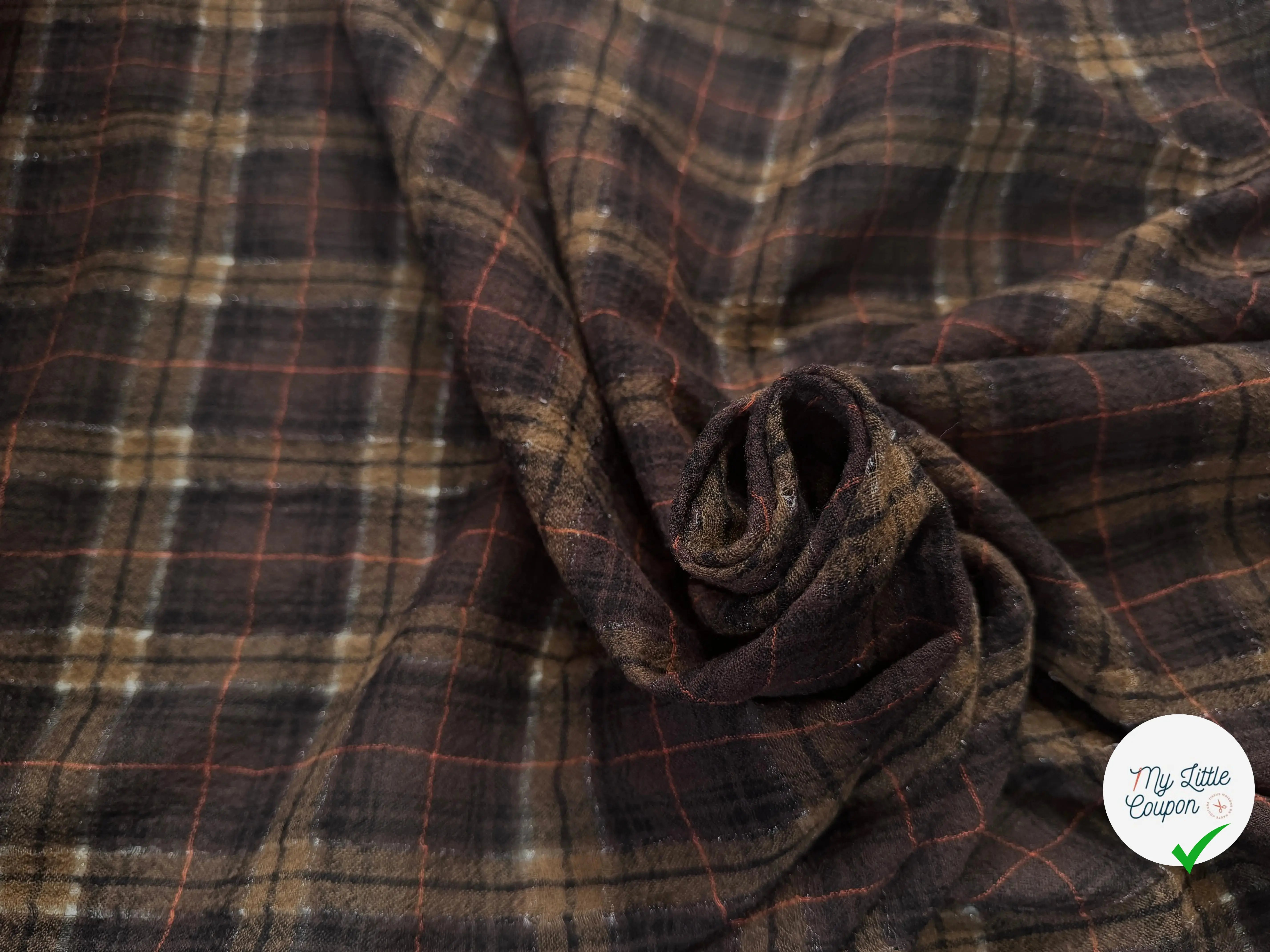 TISSU SURCHEMISE À CARREAUX 100% LAINE - My Little Coupon