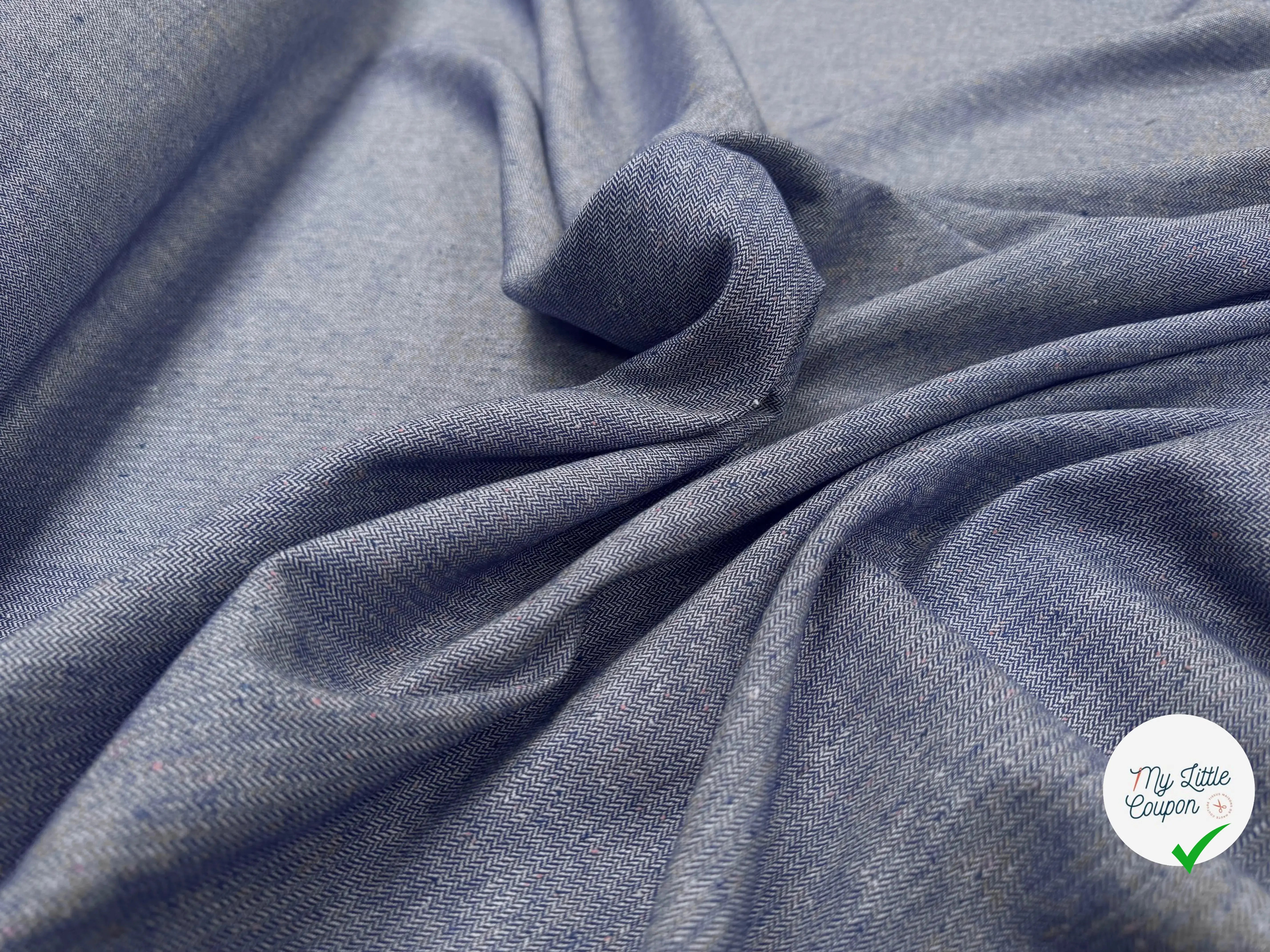 TOILE COTON LIN CHEVRONS BLEU - My Little Coupon