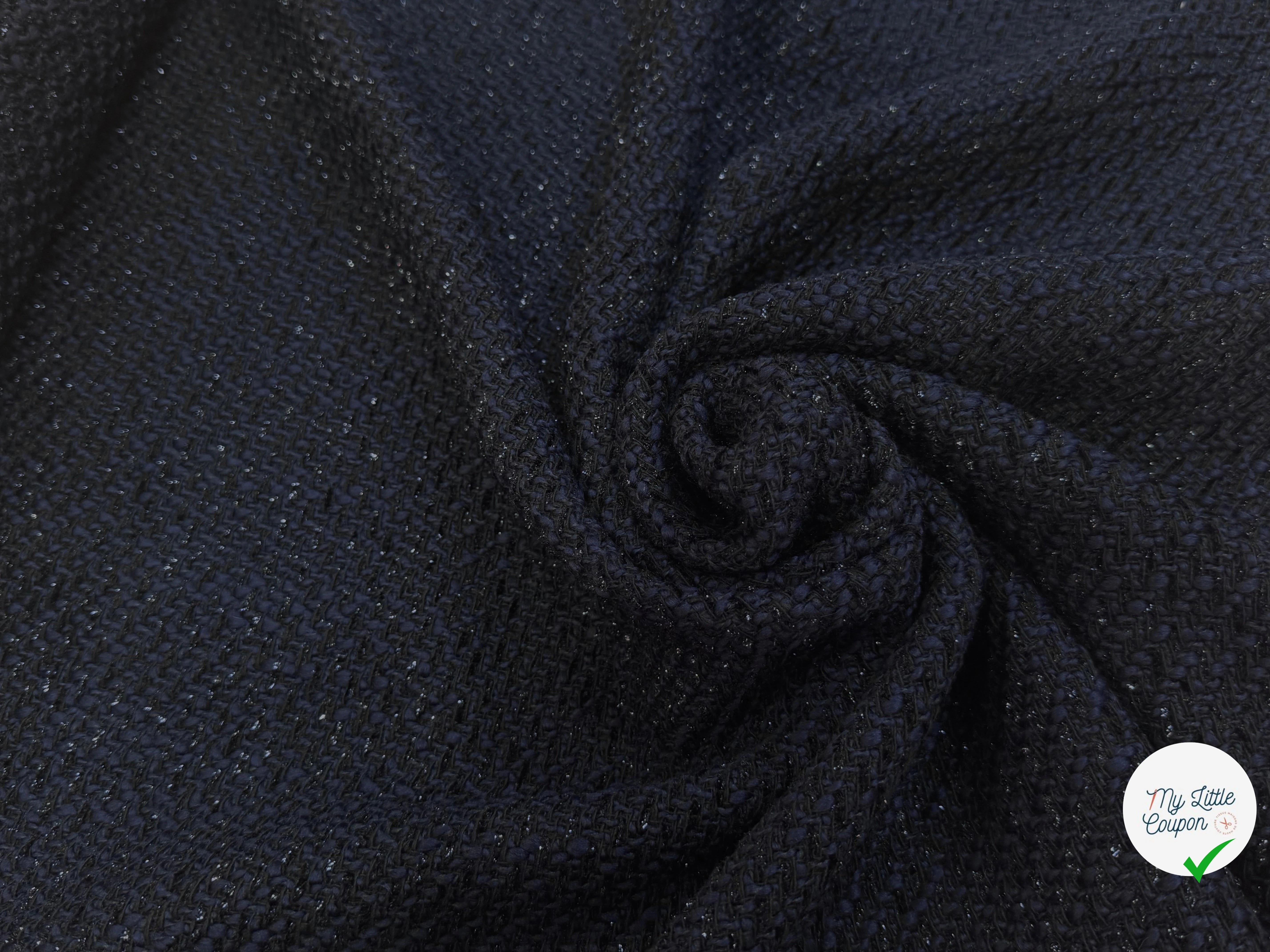 (Chute) TWEED BOUCLETTE DE LAINE MARINE 4% LUREX - My Little Coupon