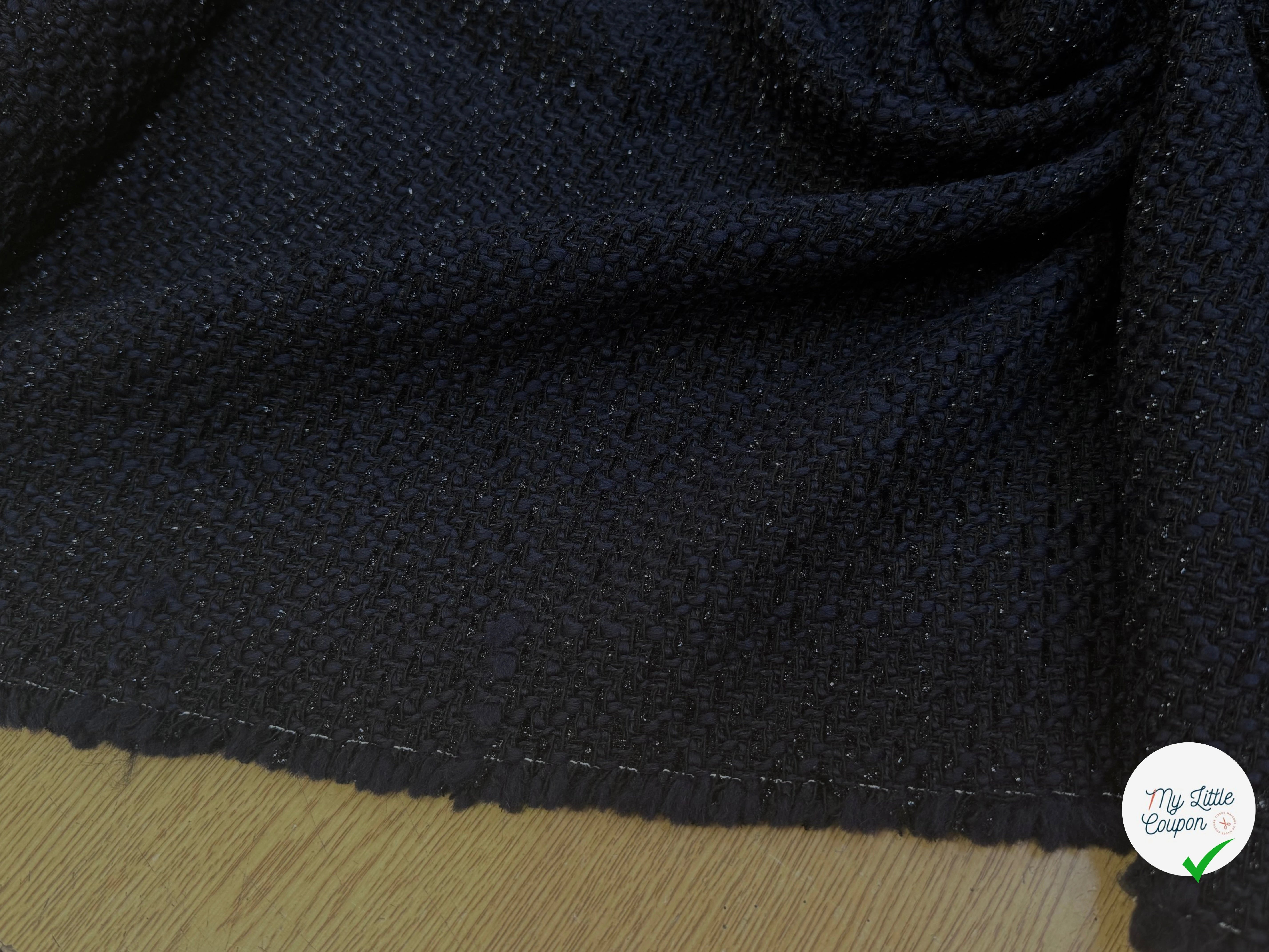 (Chute) TWEED BOUCLETTE DE LAINE MARINE 4% LUREX - My Little Coupon
