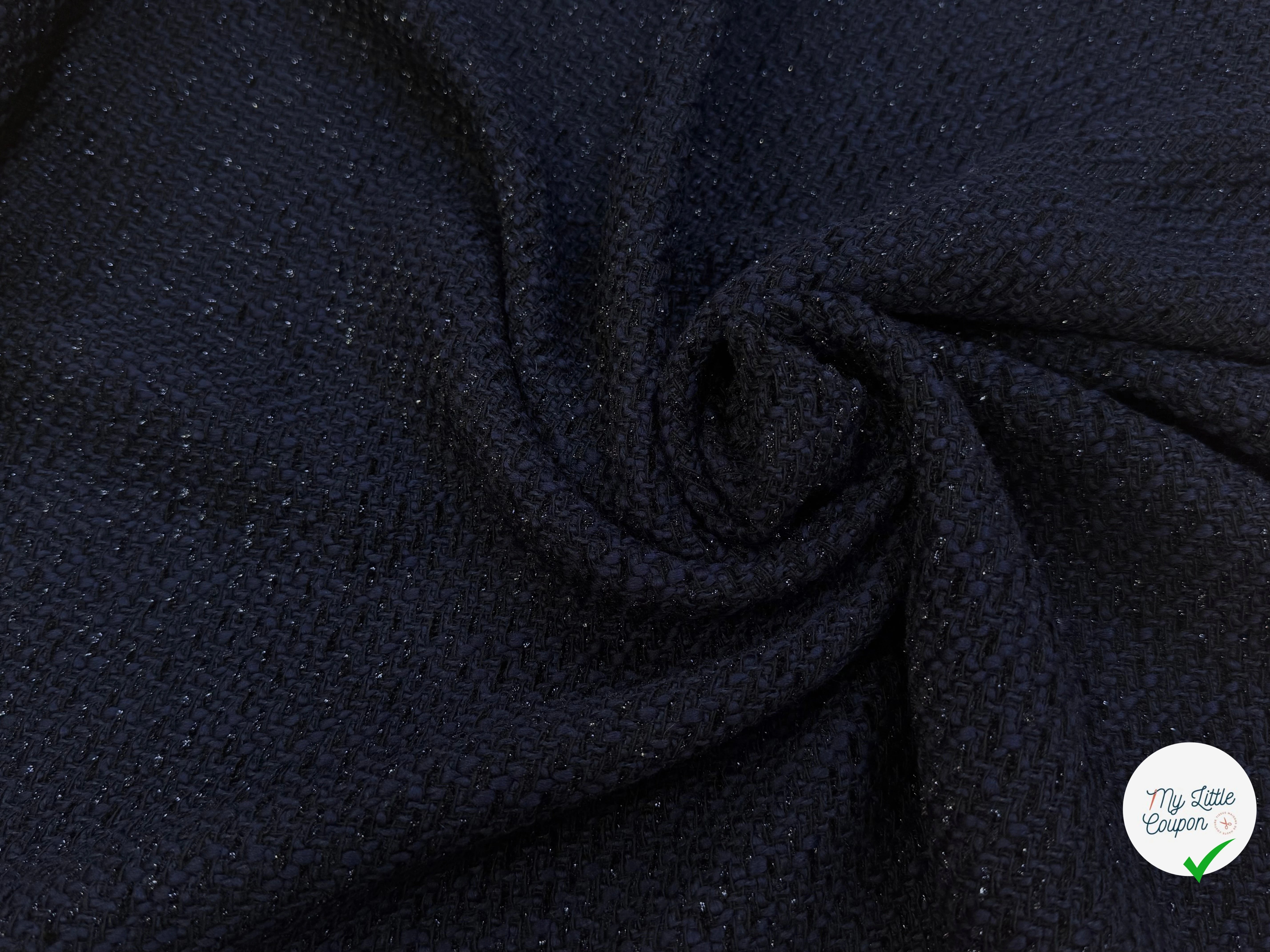 (Chute) TWEED BOUCLETTE DE LAINE MARINE 4% LUREX - My Little Coupon