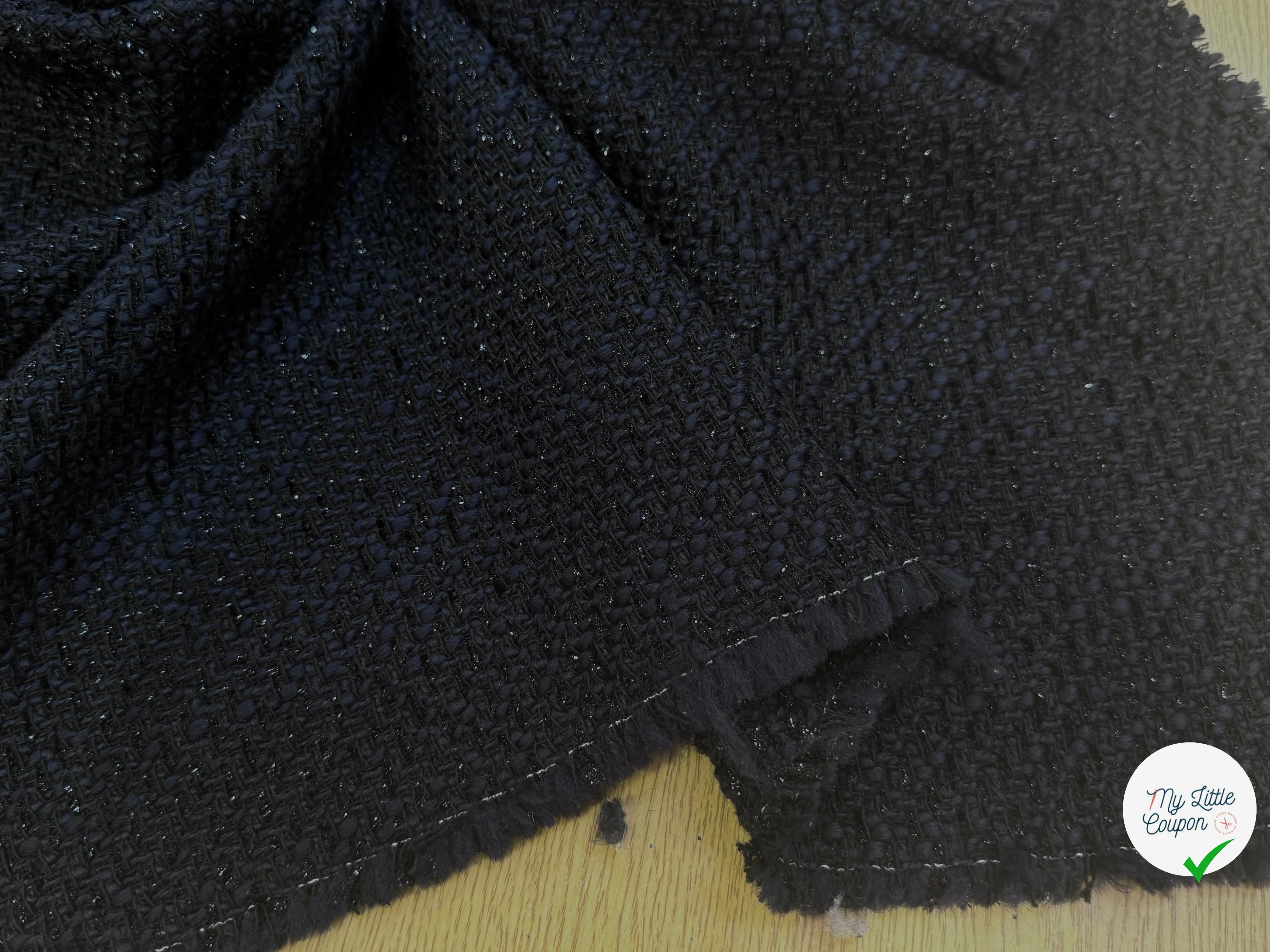 (Chute) TWEED BOUCLETTE DE LAINE MARINE 4% LUREX - My Little Coupon