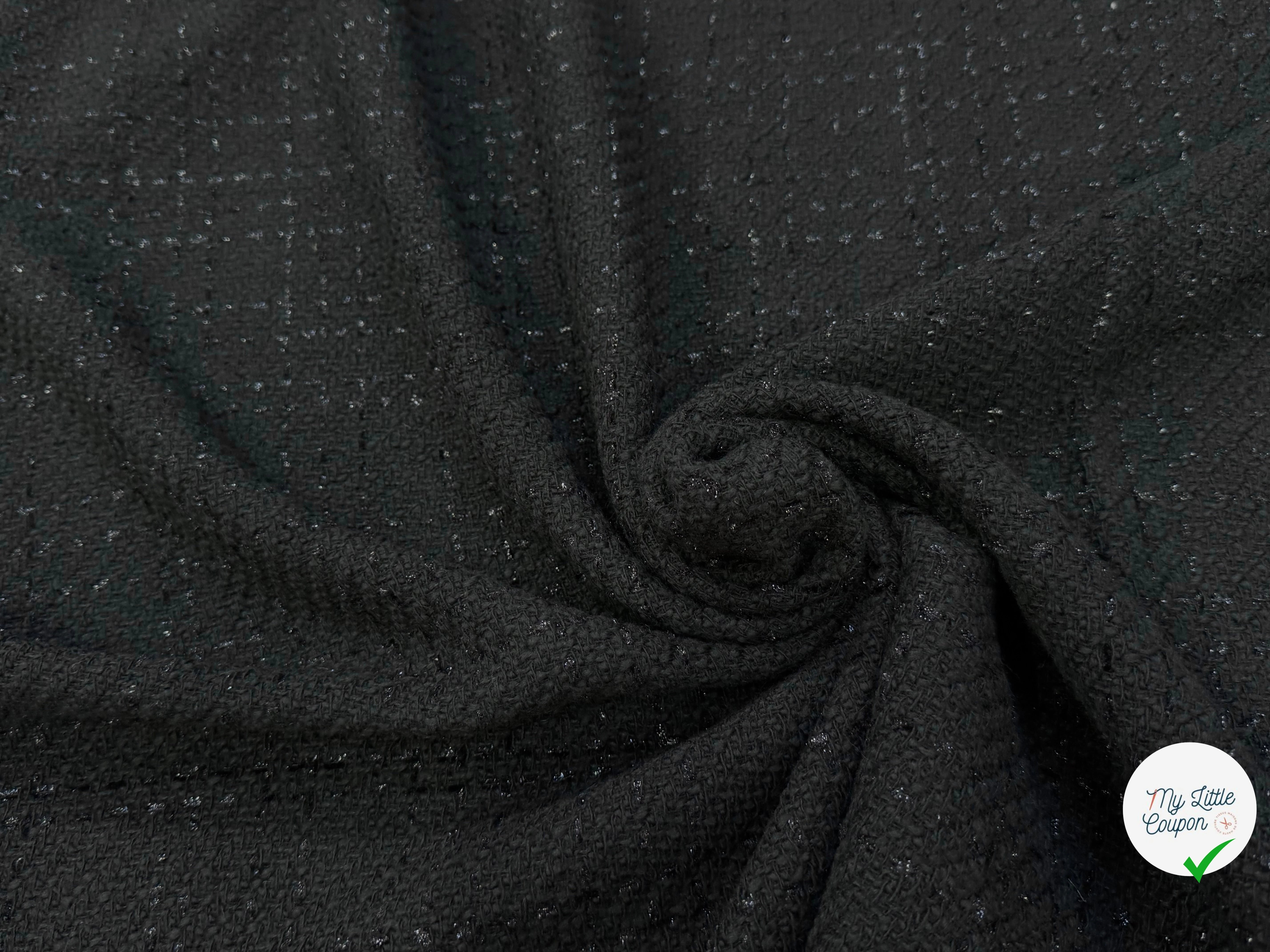 (Chute) TWEED BOUCLETTE DE LAINE NOIR 4% LUREX - My Little Coupon