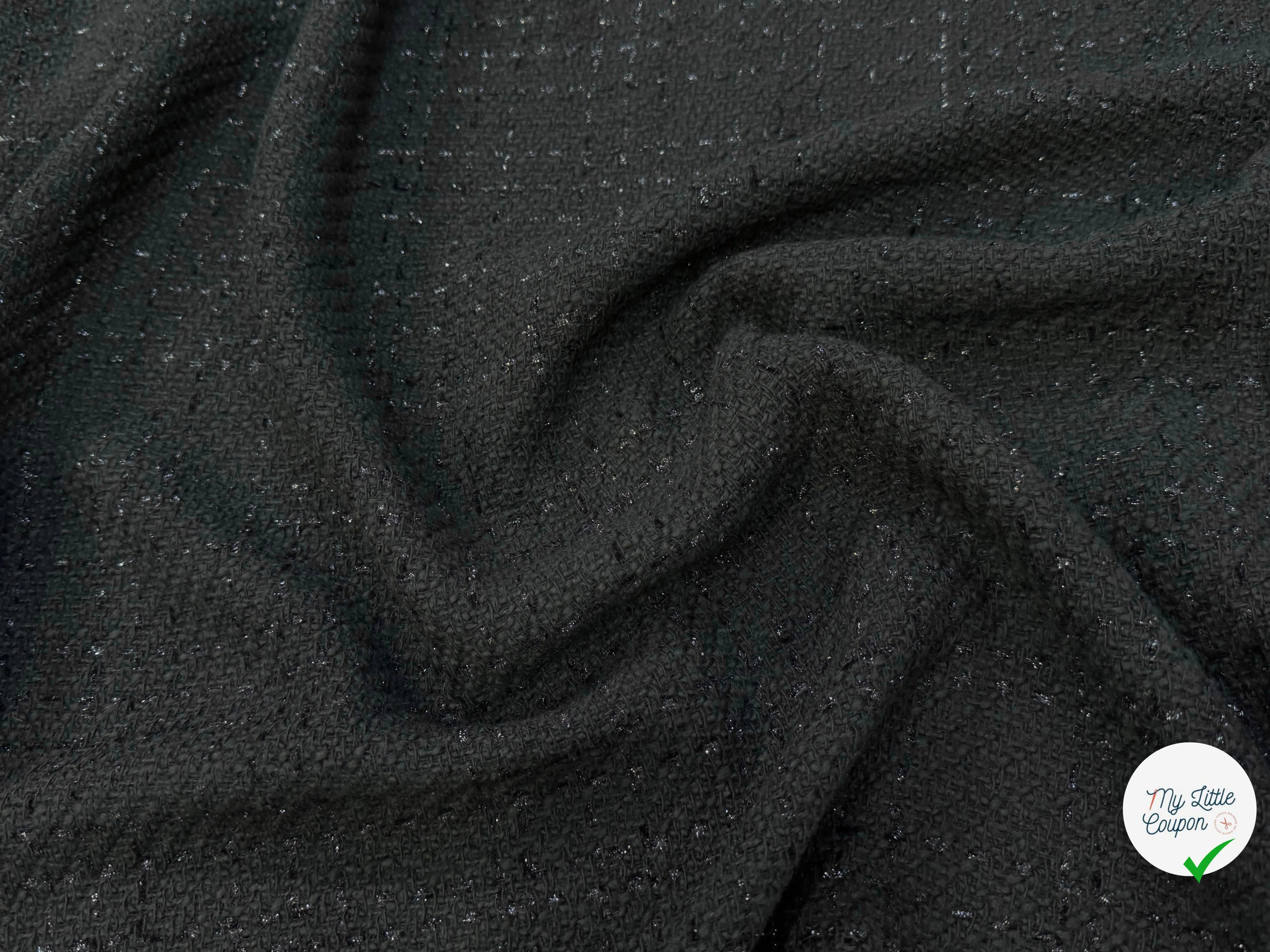 (Chute) TWEED BOUCLETTE DE LAINE NOIR 4% LUREX - My Little Coupon