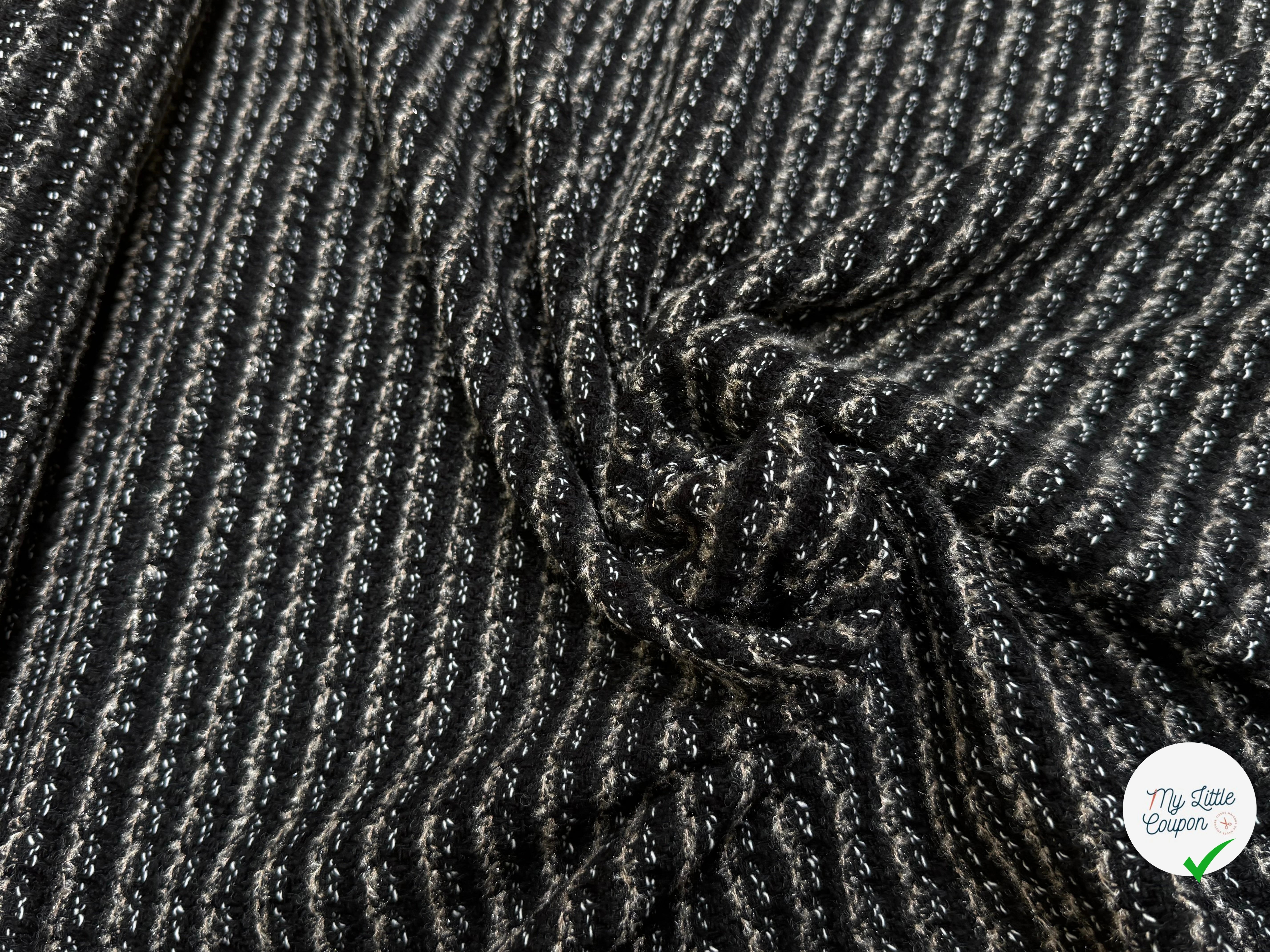 (Chute) TWEED BOUCLETTE DE LAINE RAYURES 76% LAINE - My Little Coupon