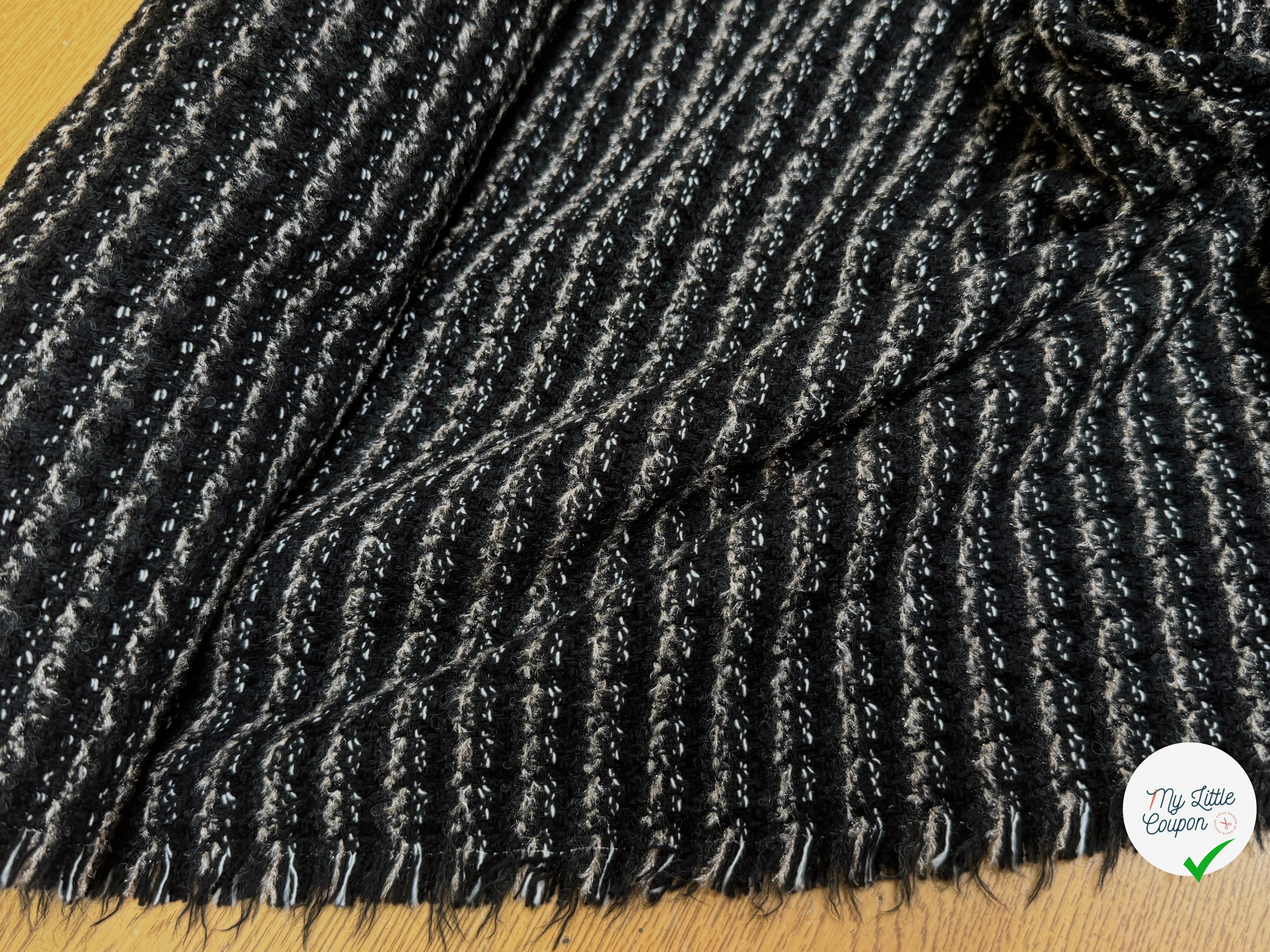 (Chute) TWEED BOUCLETTE DE LAINE RAYURES 76% LAINE - My Little Coupon