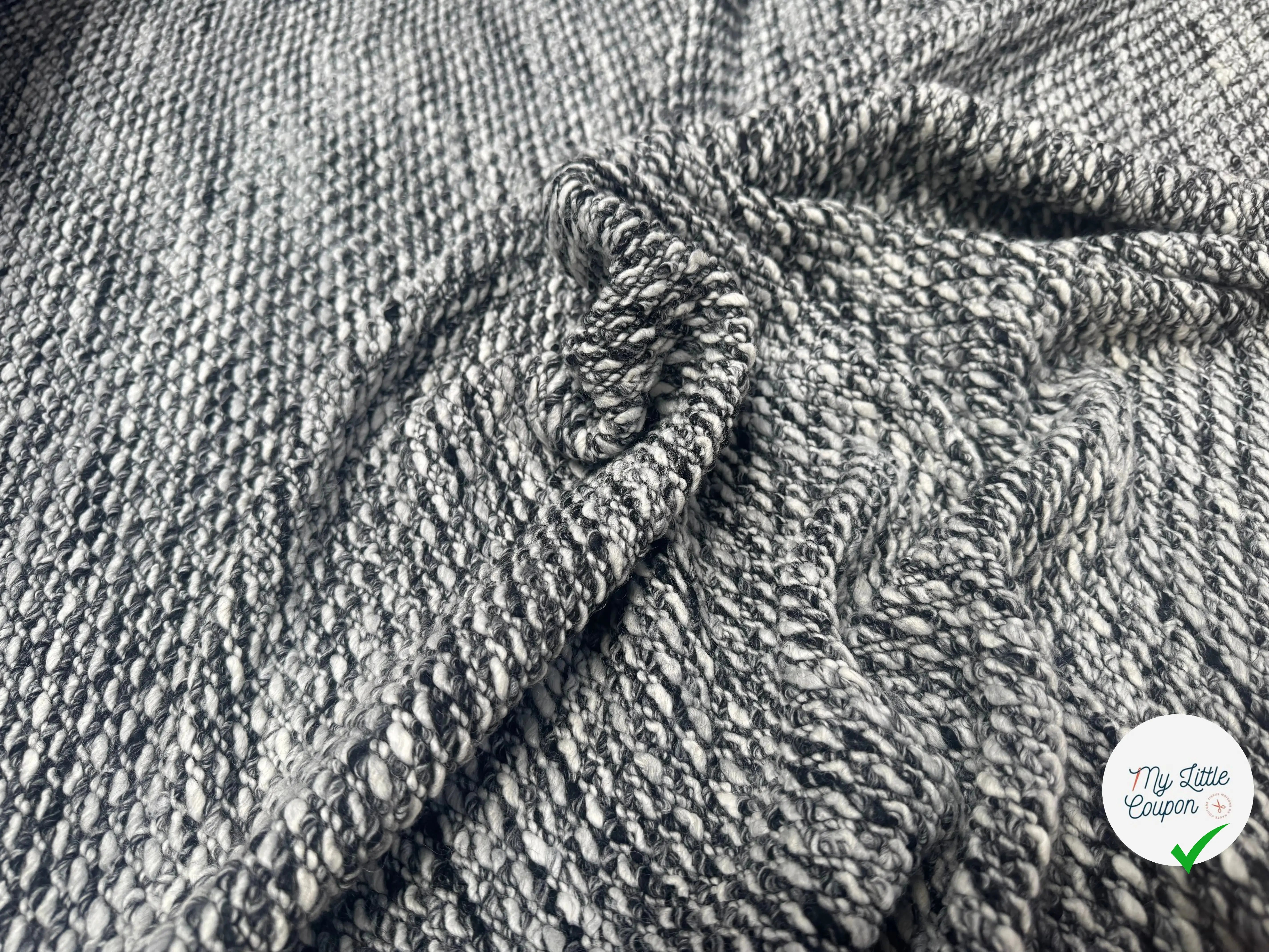 TWEED BOUCLETTE NOIR ET BLANC STRETCH - My Little Coupon