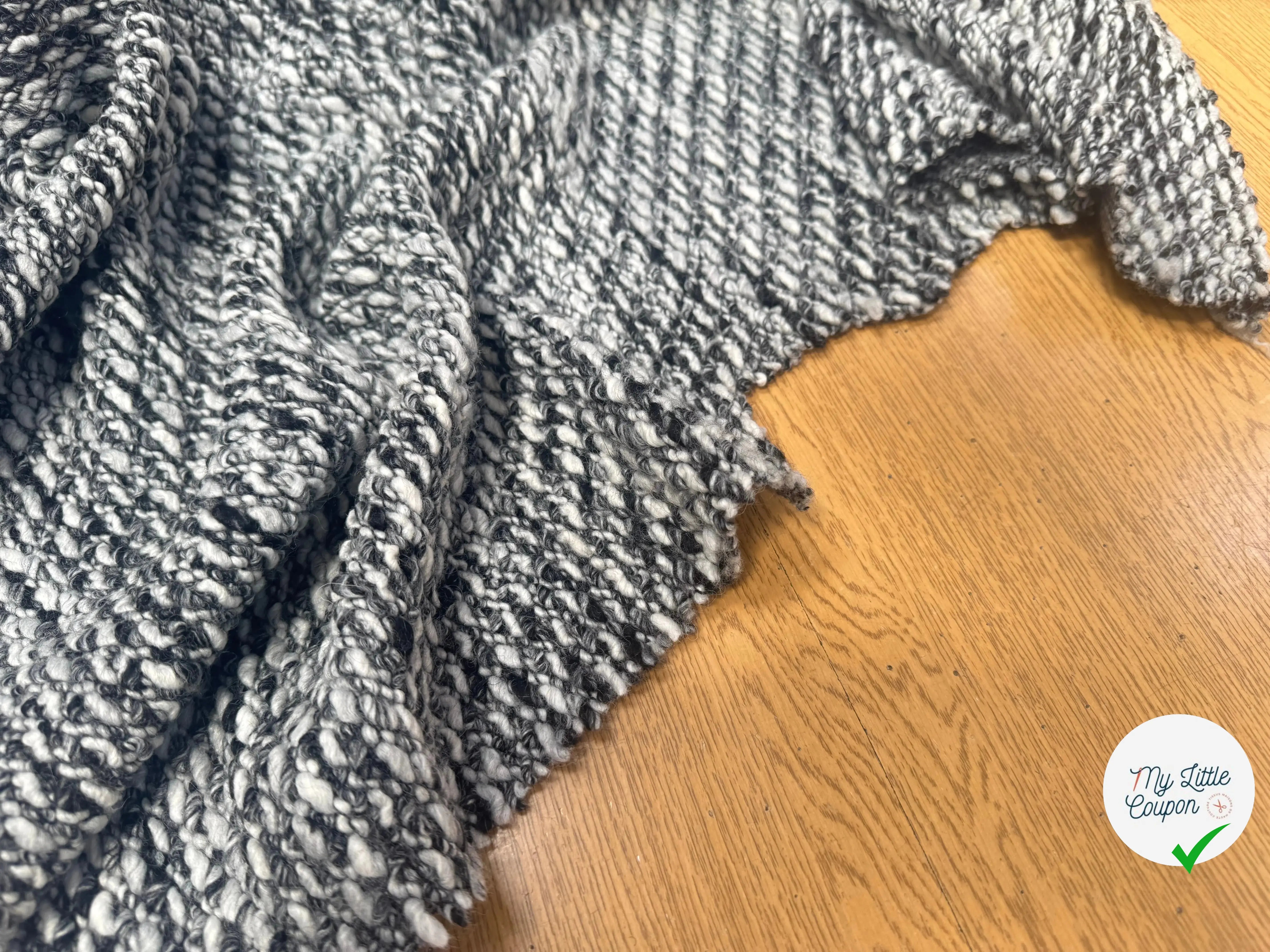 TWEED BOUCLETTE NOIR ET BLANC STRETCH - My Little Coupon