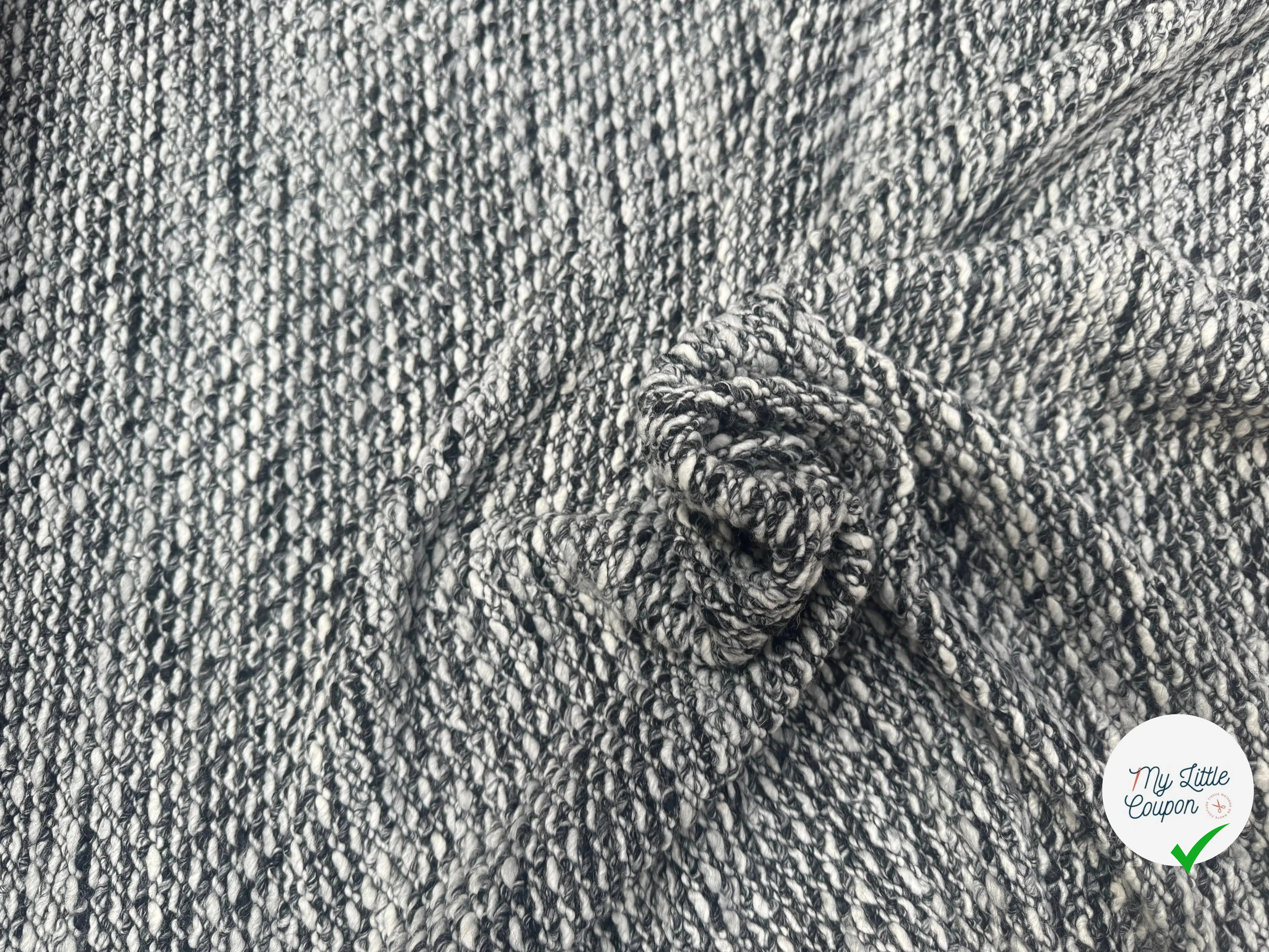TWEED BOUCLETTE NOIR ET BLANC STRETCH - My Little Coupon