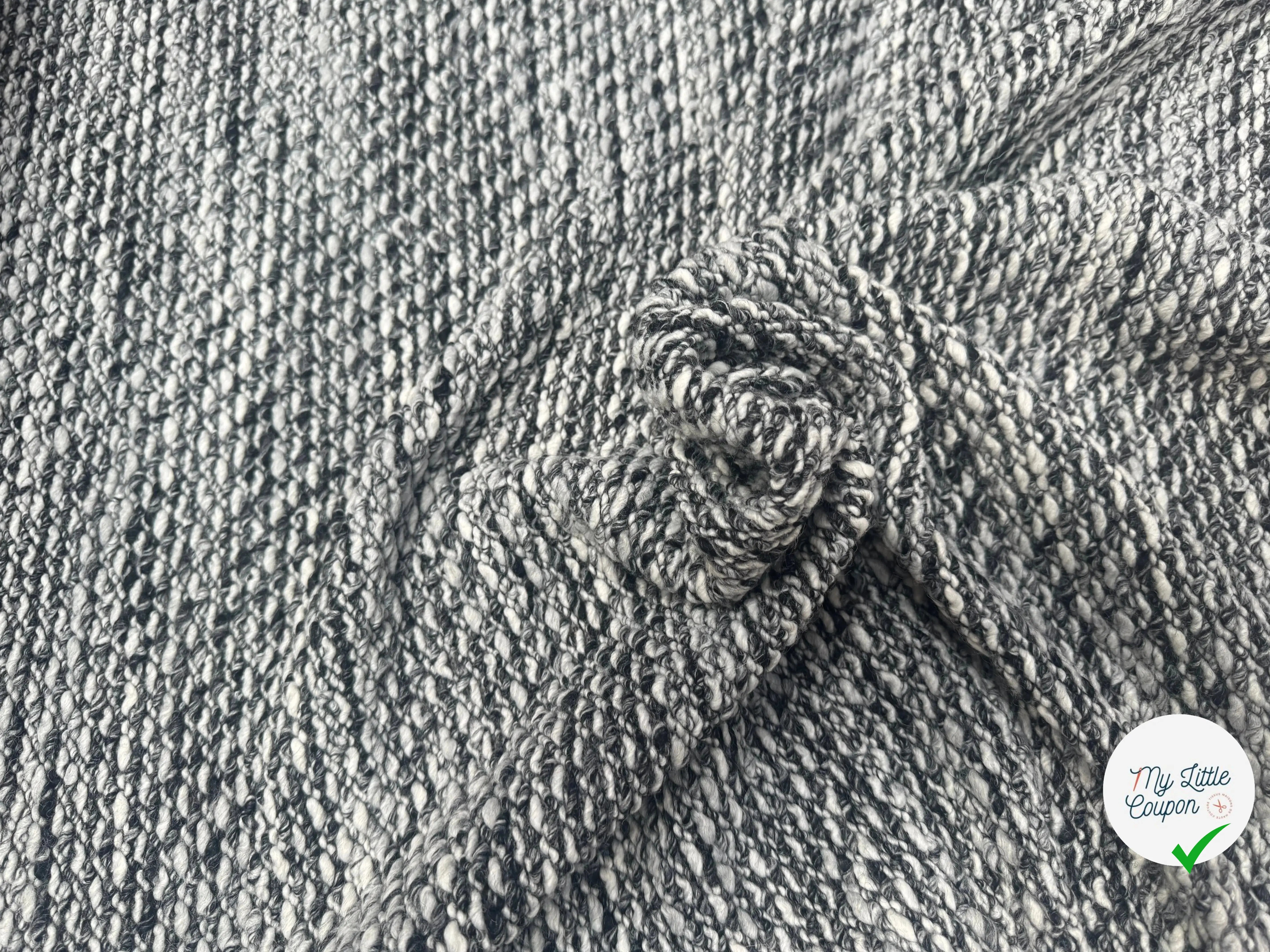TWEED BOUCLETTE NOIR ET BLANC STRETCH - My Little Coupon