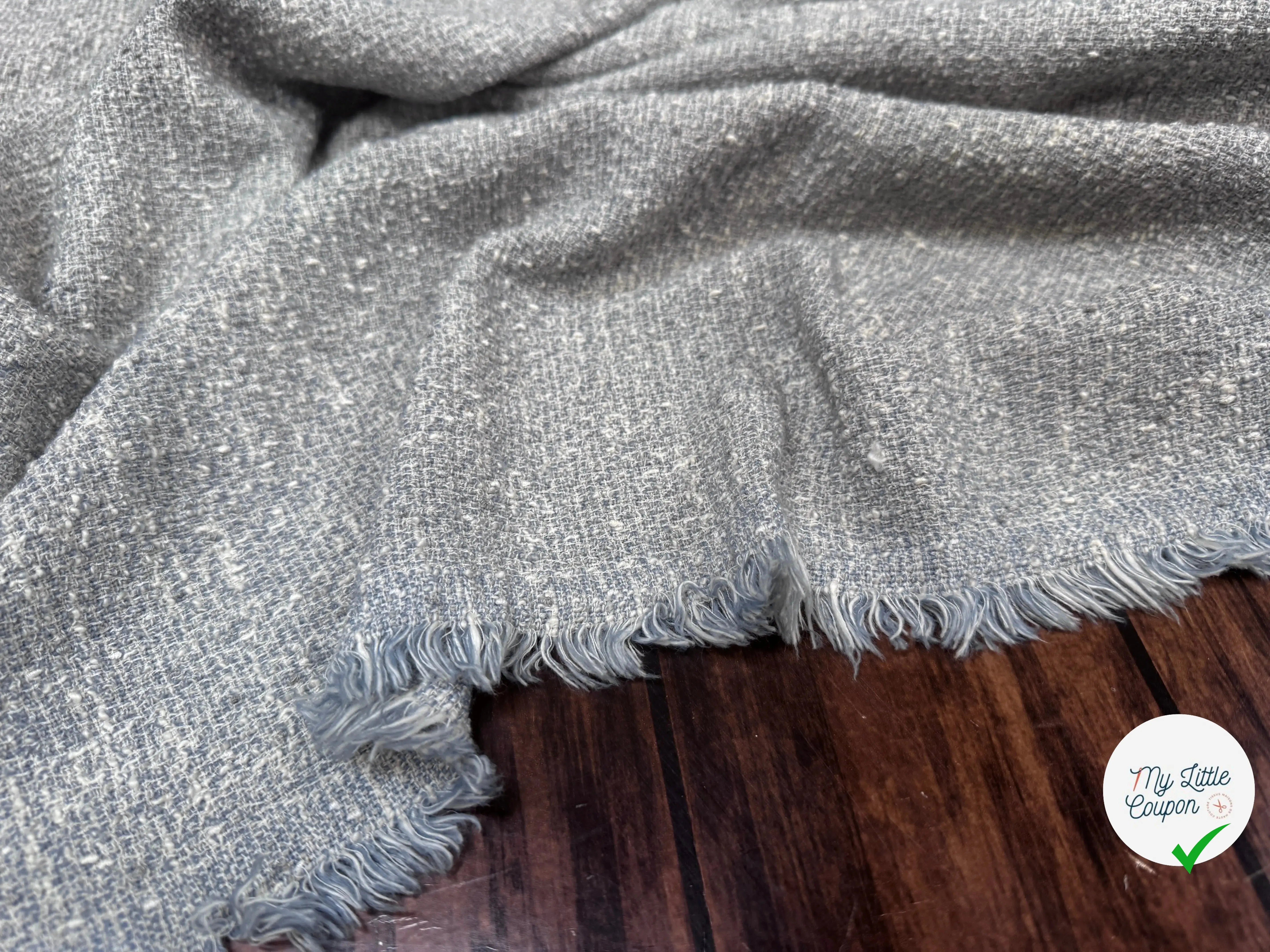 TWEED COTON FABRICATION ITALIE BLEU CLAIR - My Little Coupon