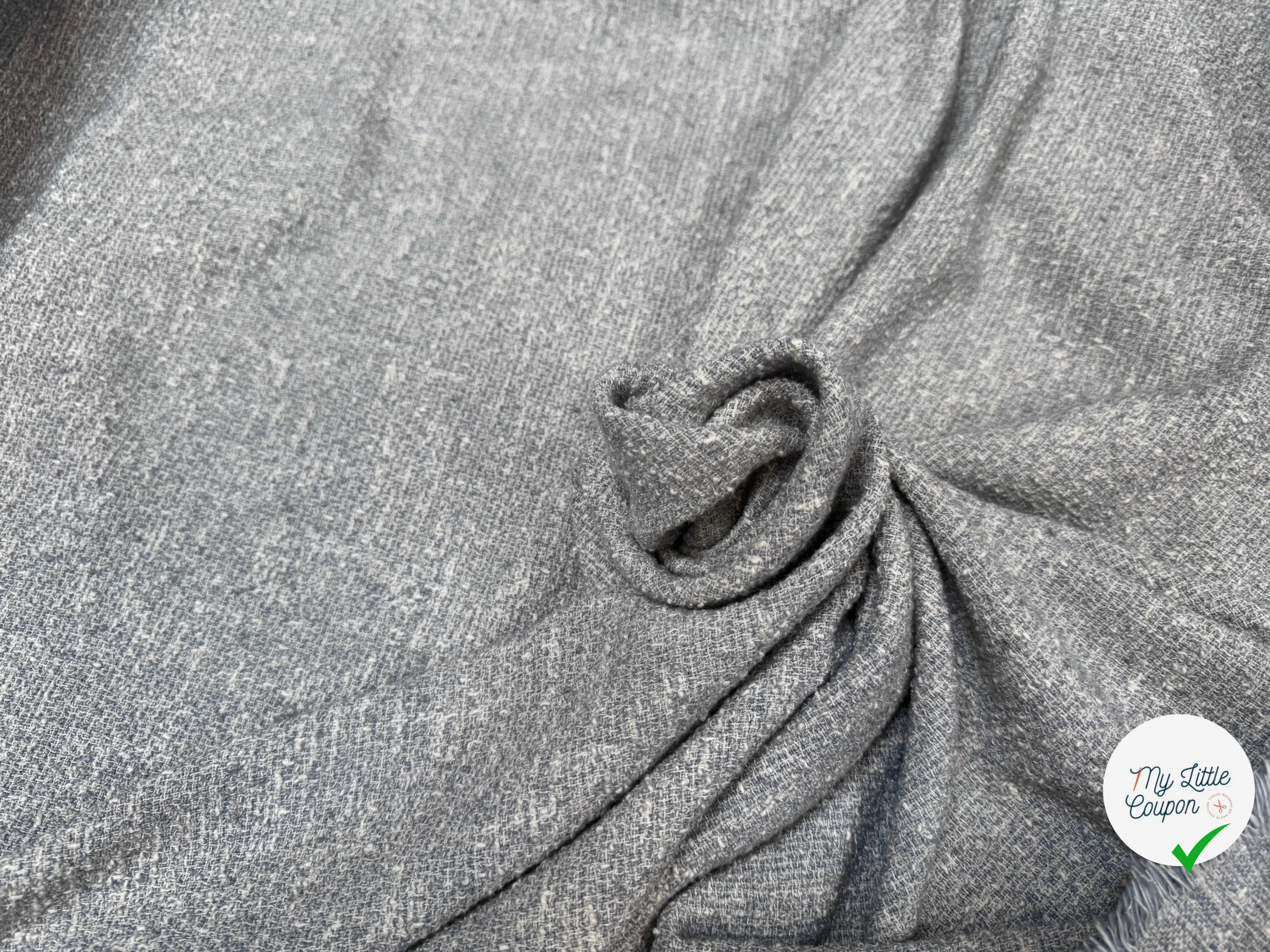 TWEED COTON FABRICATION ITALIE BLEU CLAIR - My Little Coupon
