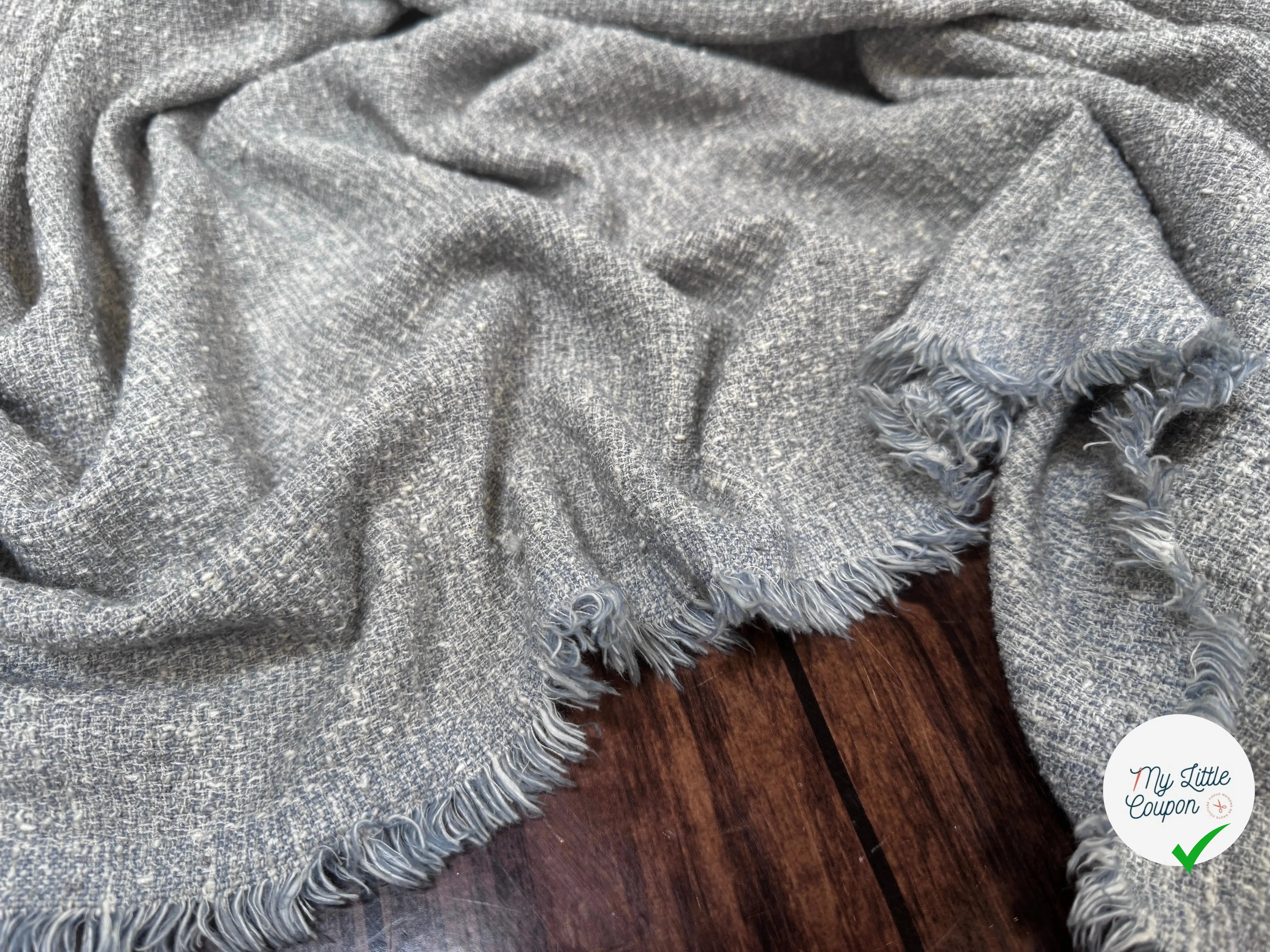 TWEED COTON FABRICATION ITALIE BLEU CLAIR - My Little Coupon
