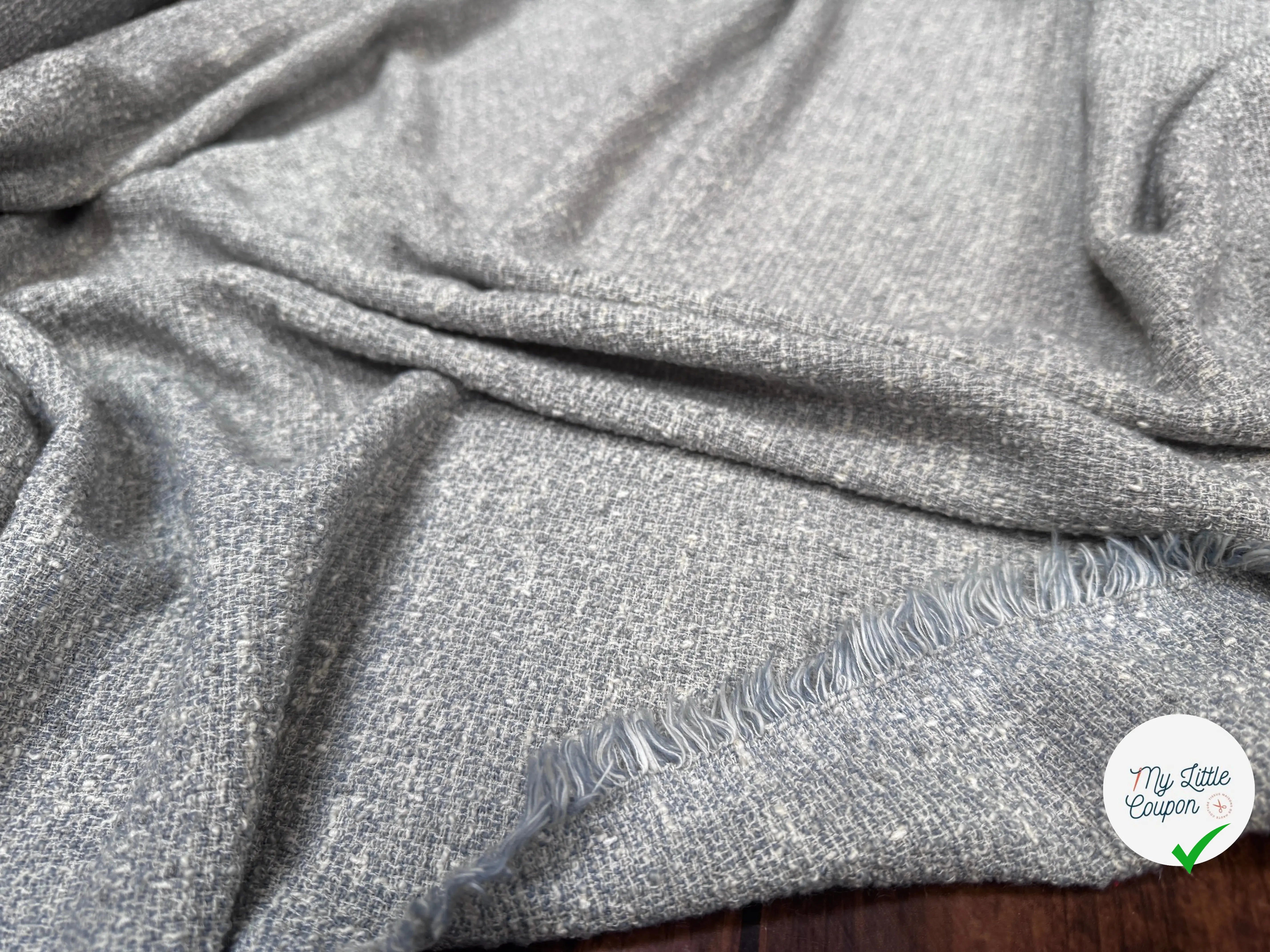 TWEED COTON FABRICATION ITALIE BLEU CLAIR - My Little Coupon