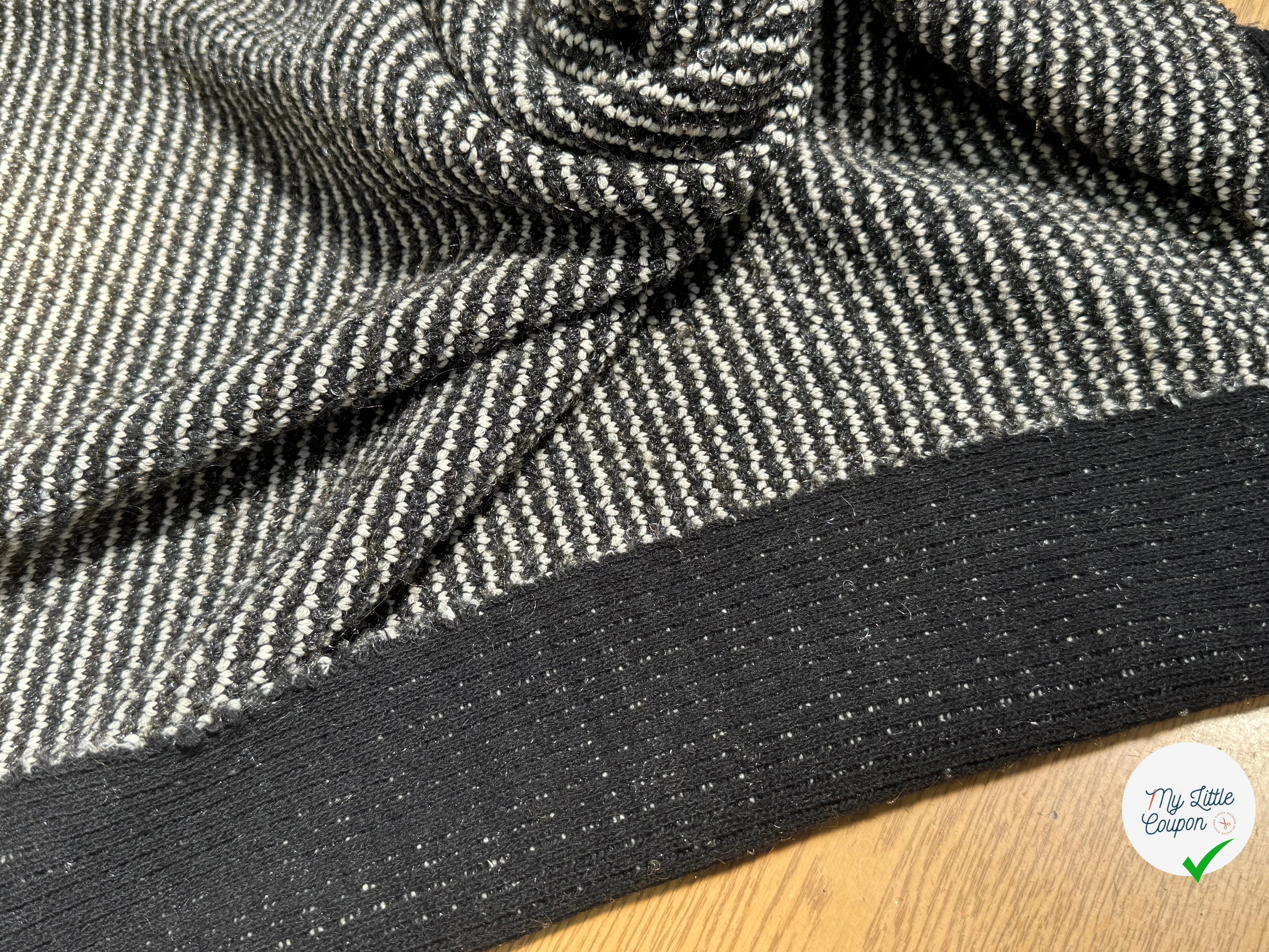 (Chute) TWEED DE LAINE BOUCLETTE STRETCH BLANC GRIS - My Little Coupon