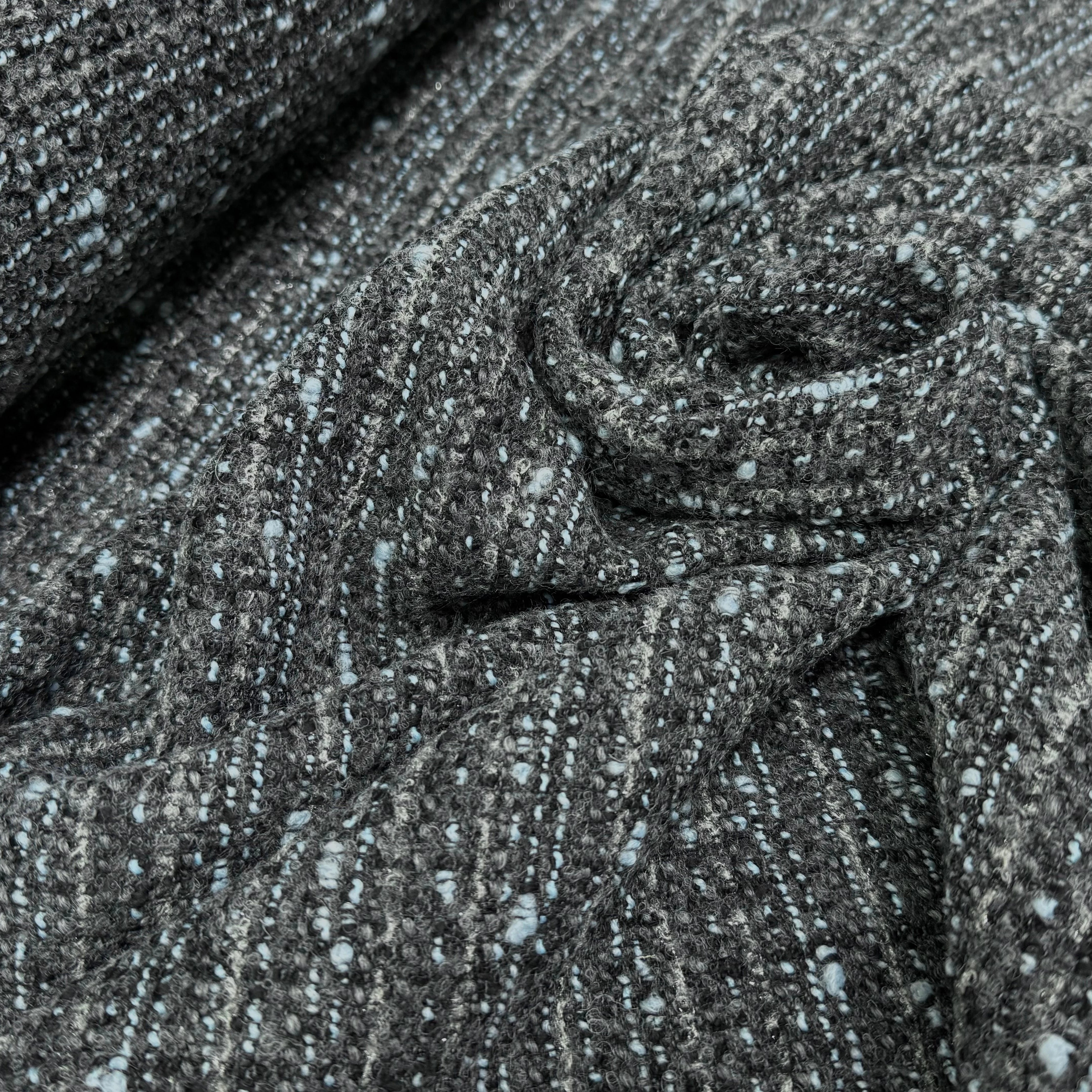 TWEED DE LAINE GRIS & BLUE 6% LUREX - My Little Coupon