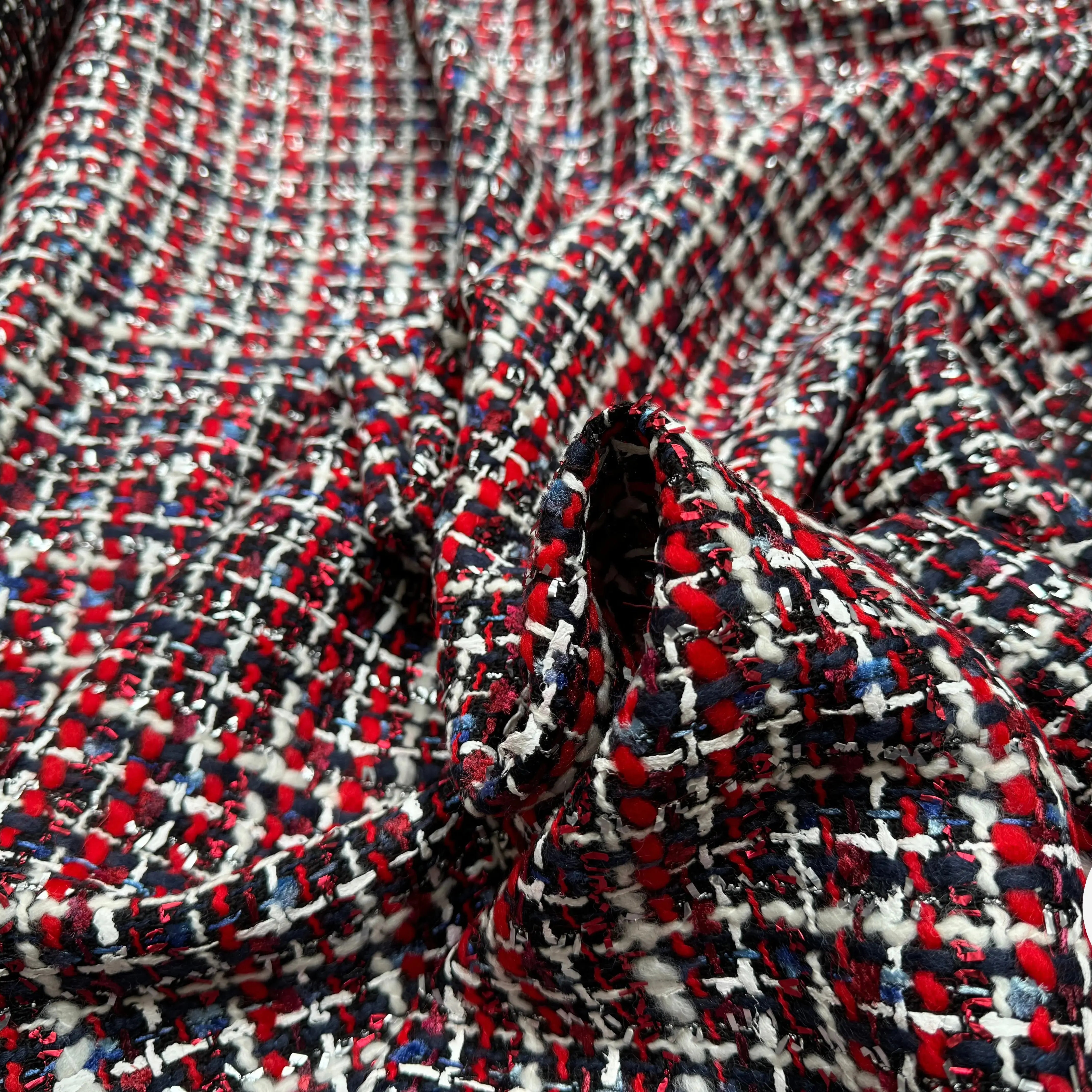 TWEED DE PRESTIGE MADE IN FRANCE ROUGE NOIR BLEU - My Little Coupon