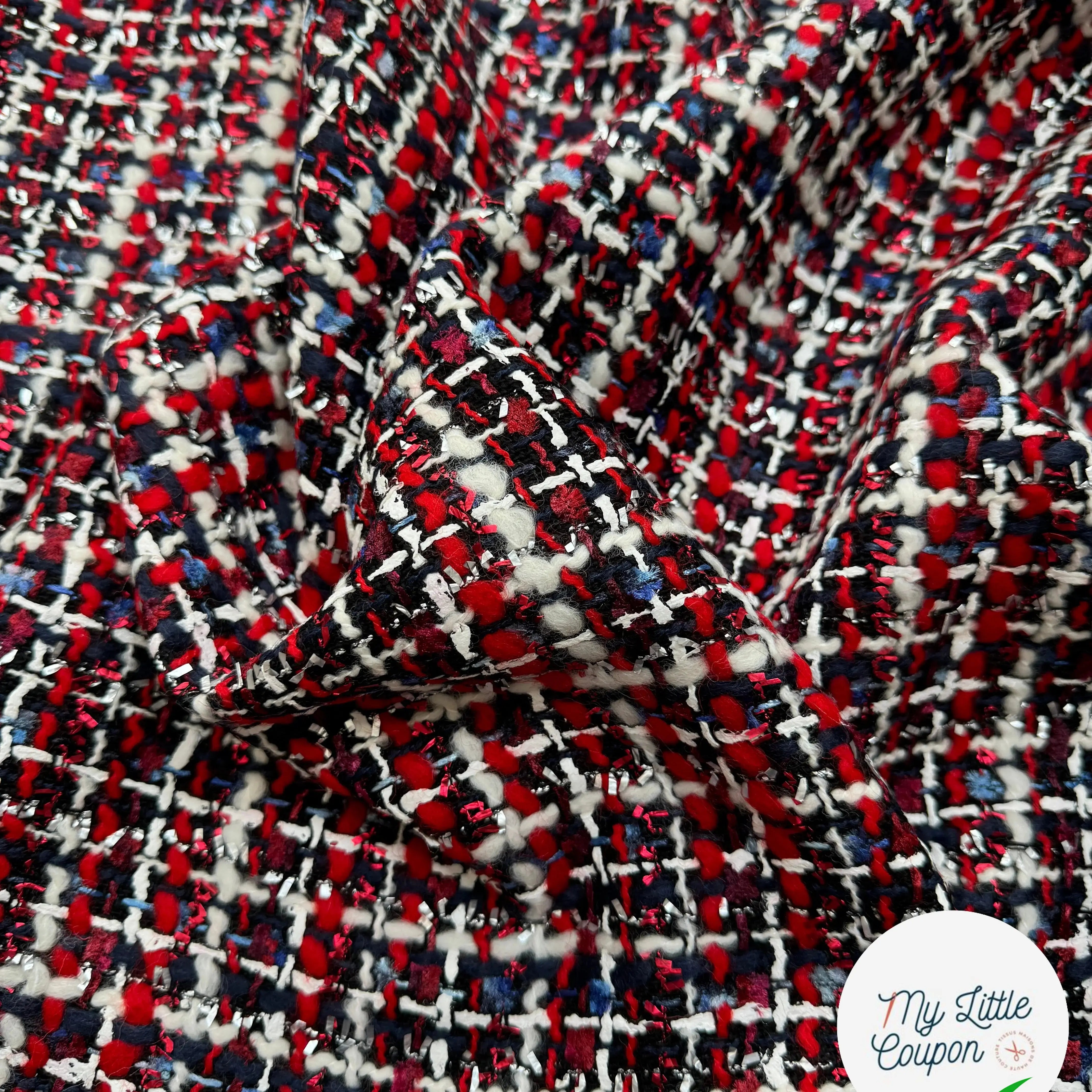 TWEED DE PRESTIGE MADE IN FRANCE ROUGE NOIR BLEU - My Little Coupon