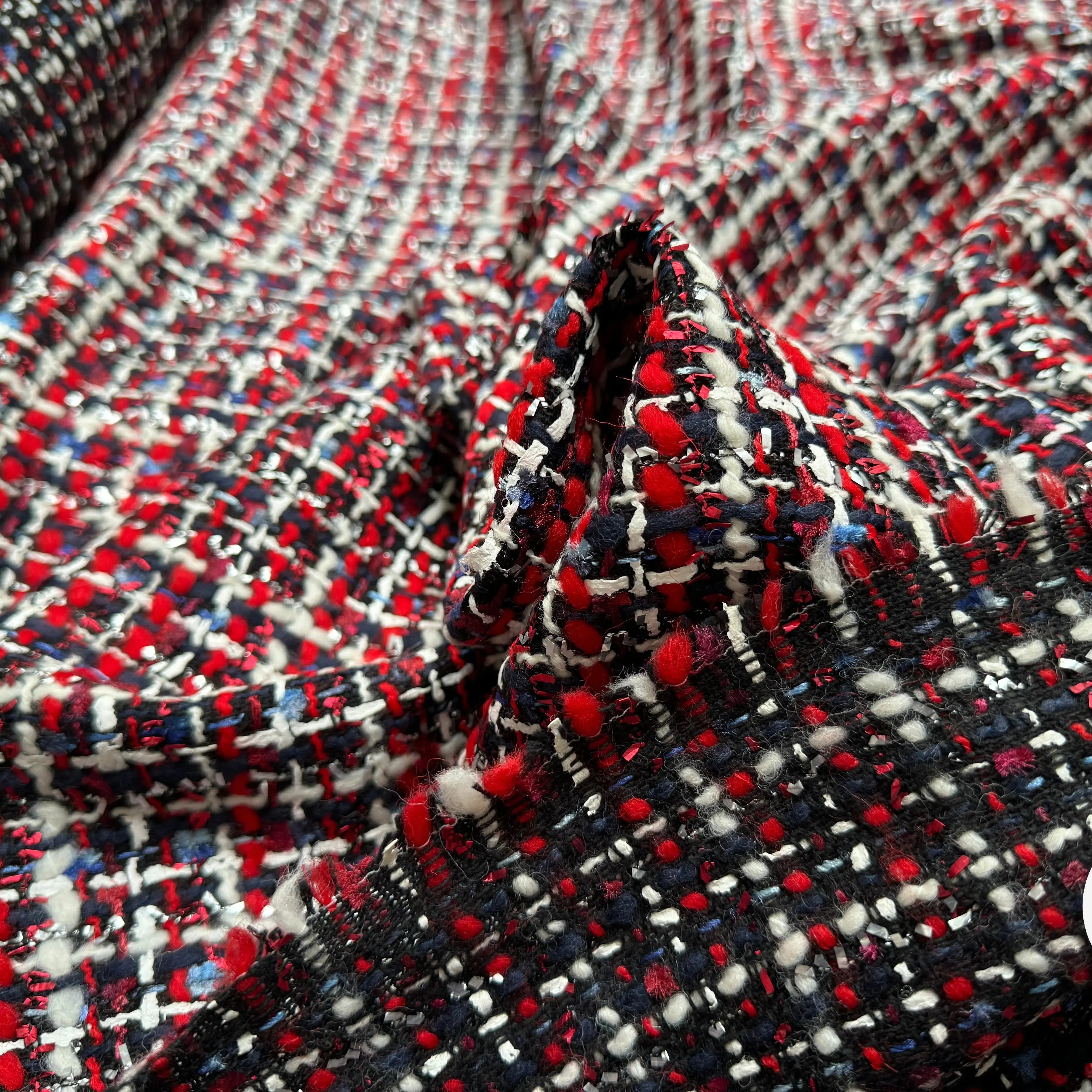 TWEED DE PRESTIGE MADE IN FRANCE ROUGE NOIR BLEU - My Little Coupon