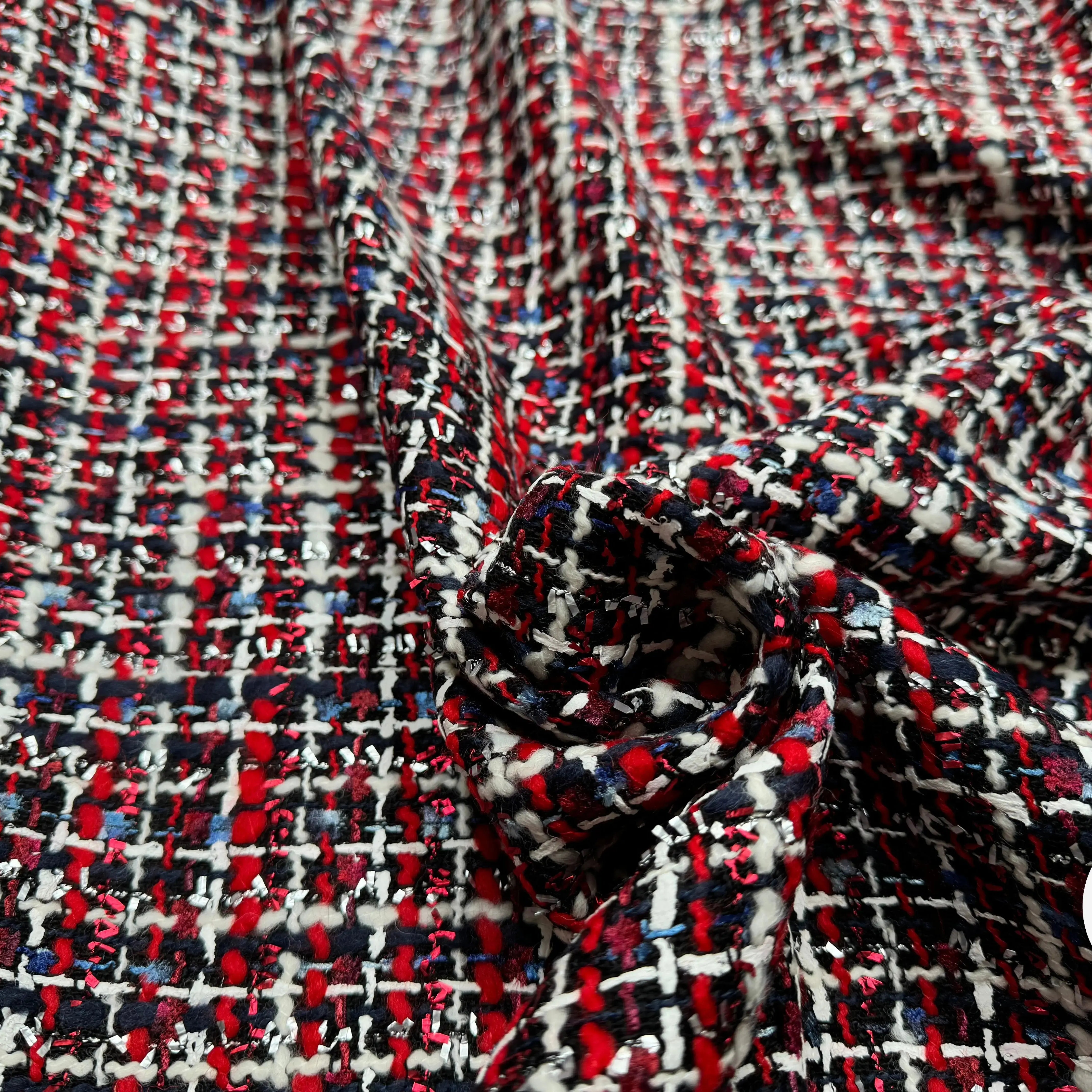 TWEED DE PRESTIGE MADE IN FRANCE ROUGE NOIR BLEU - My Little Coupon