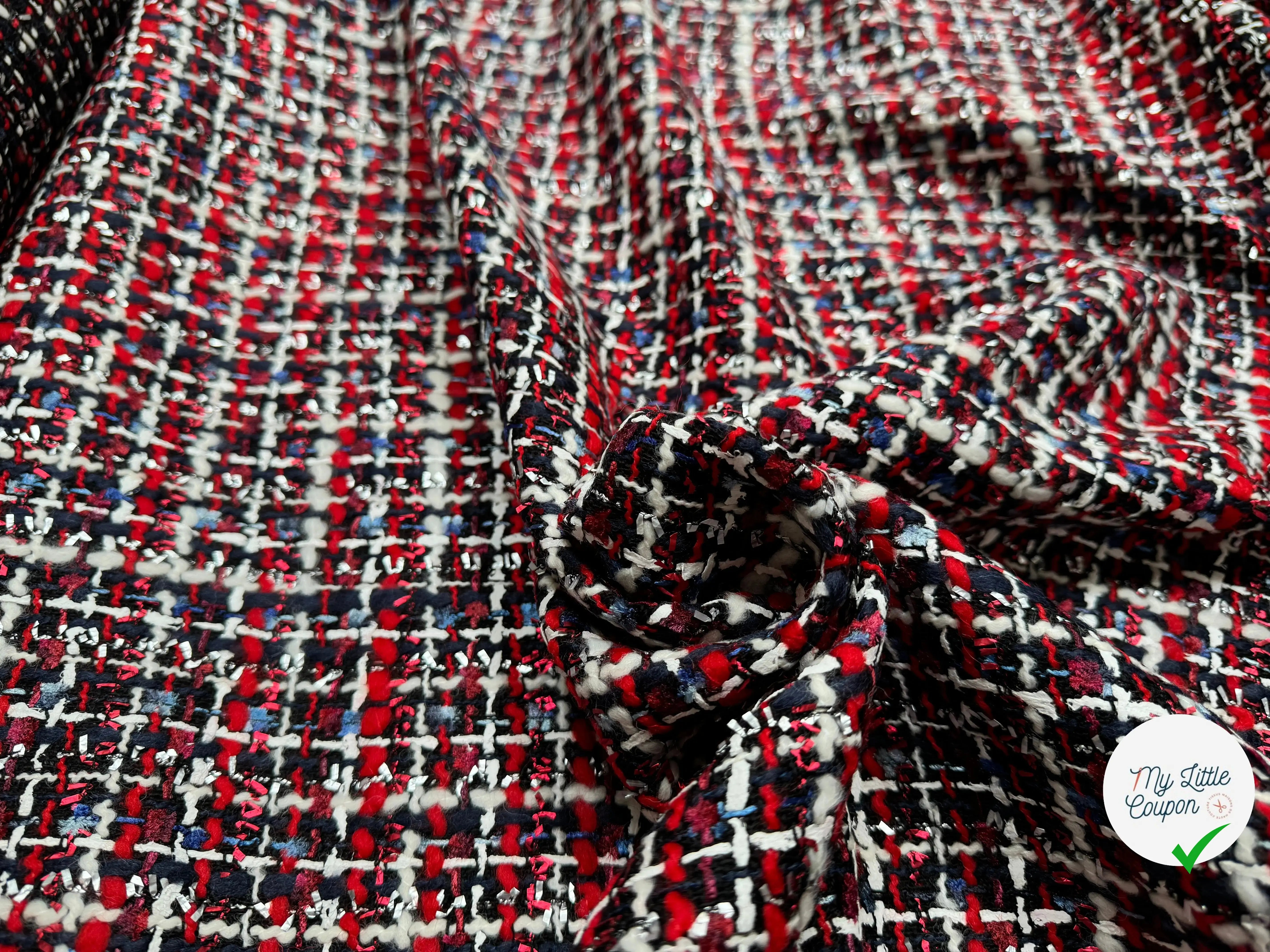 TWEED DE PRESTIGE MADE IN FRANCE ROUGE NOIR BLEU - My Little Coupon