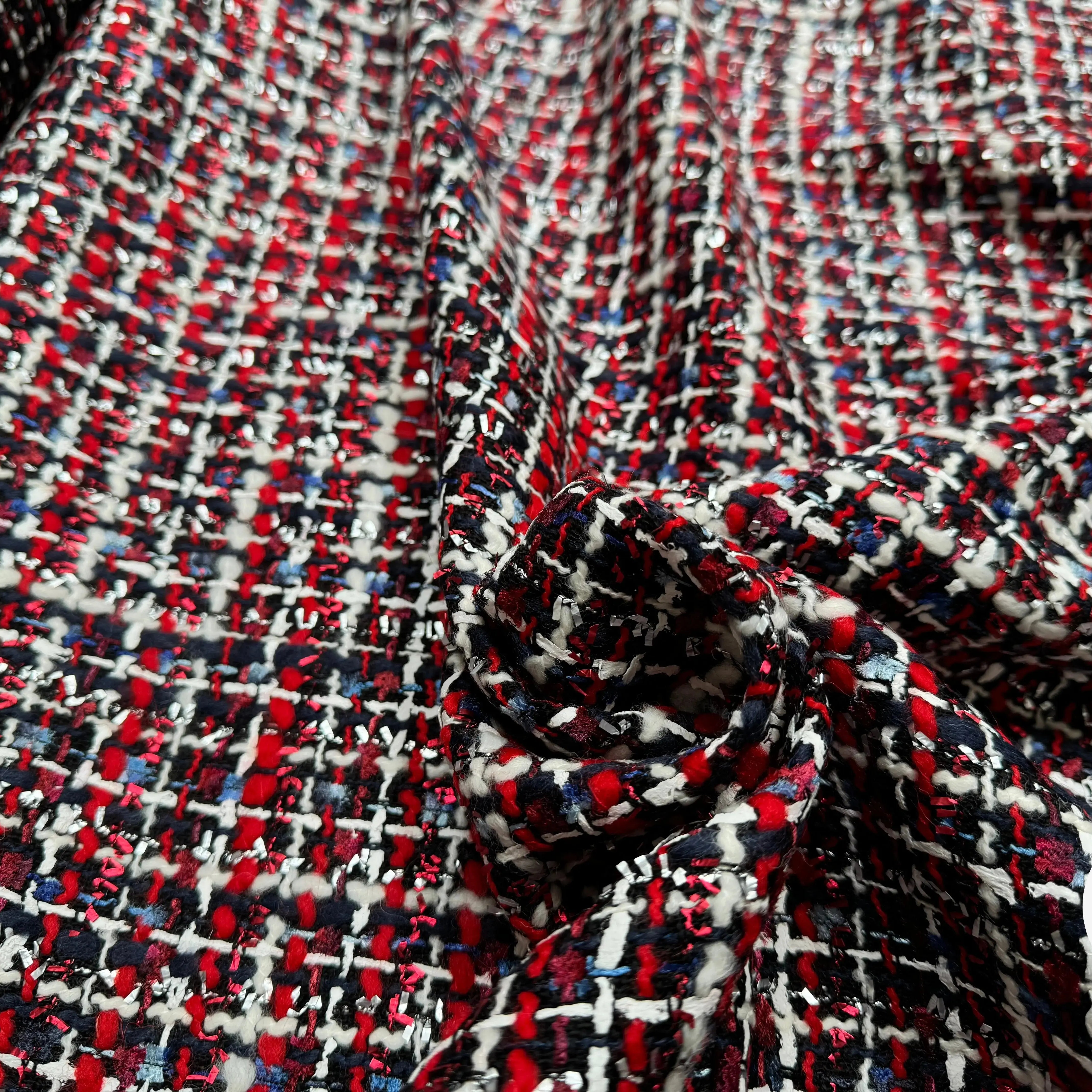 TWEED DE PRESTIGE MADE IN FRANCE ROUGE NOIR BLEU - My Little Coupon