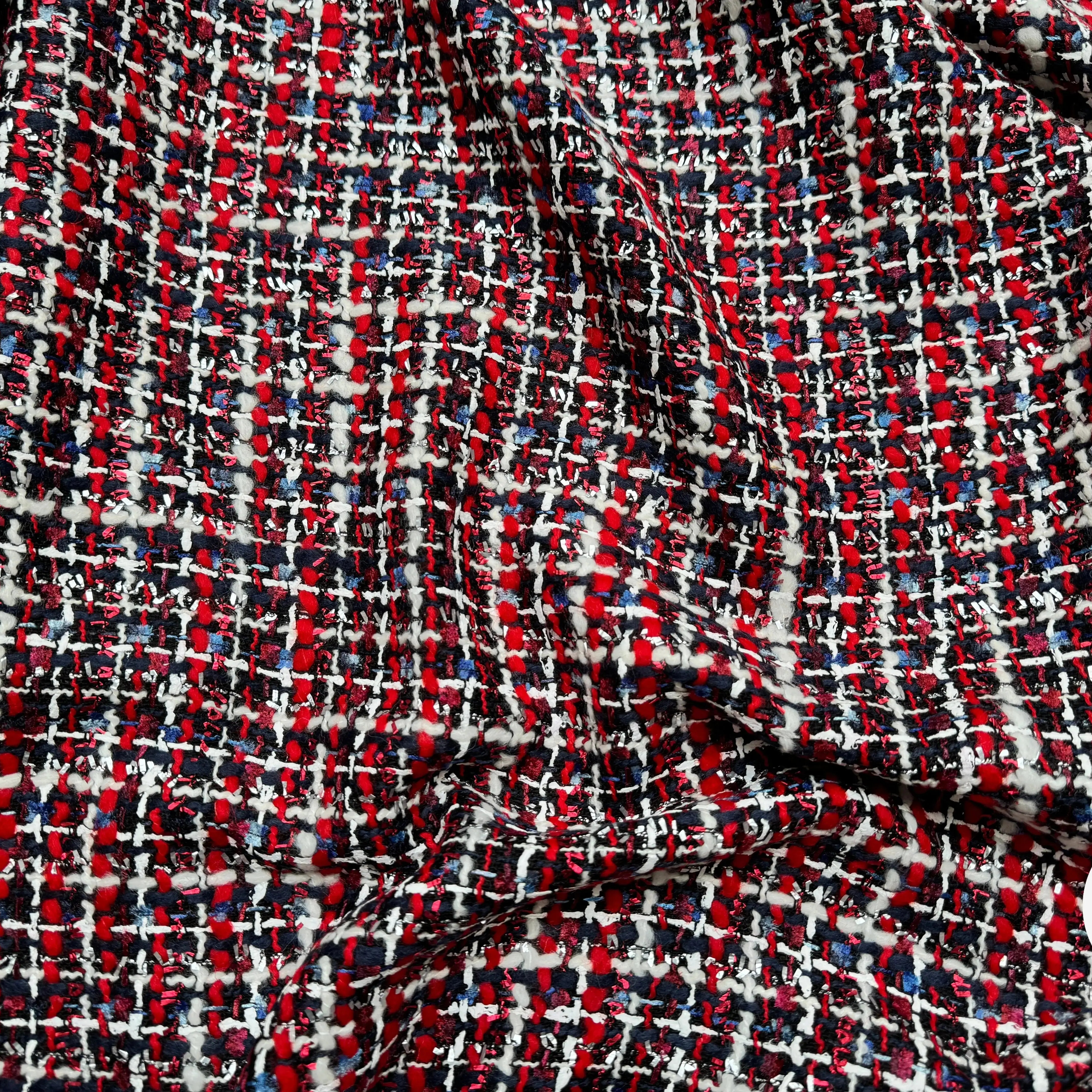 TWEED DE PRESTIGE MADE IN FRANCE ROUGE NOIR BLEU - My Little Coupon