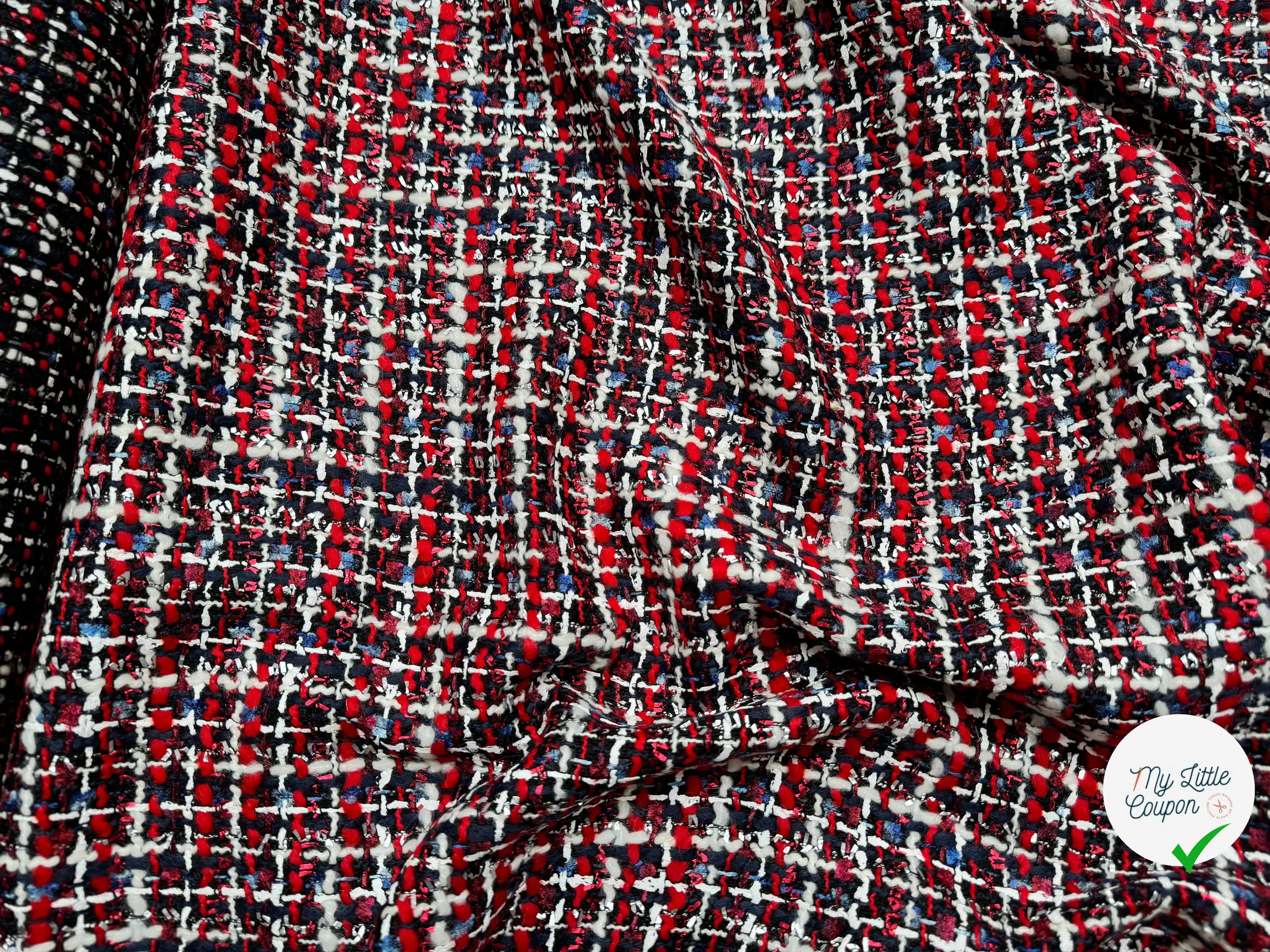 TWEED DE PRESTIGE MADE IN FRANCE ROUGE NOIR BLEU - My Little Coupon