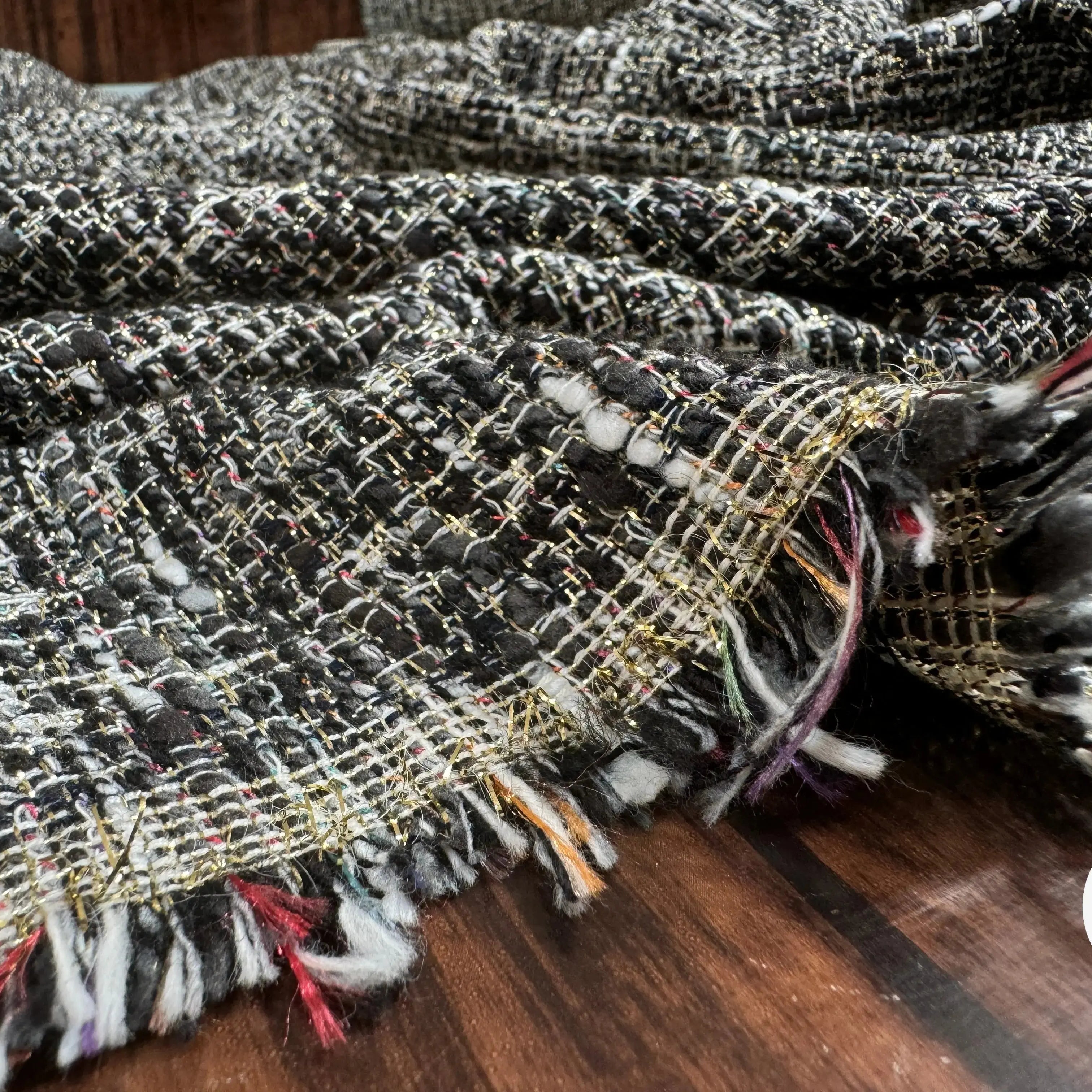 TWEED LUREX BLACK GOLD ITALIEN - My Little Coupon
