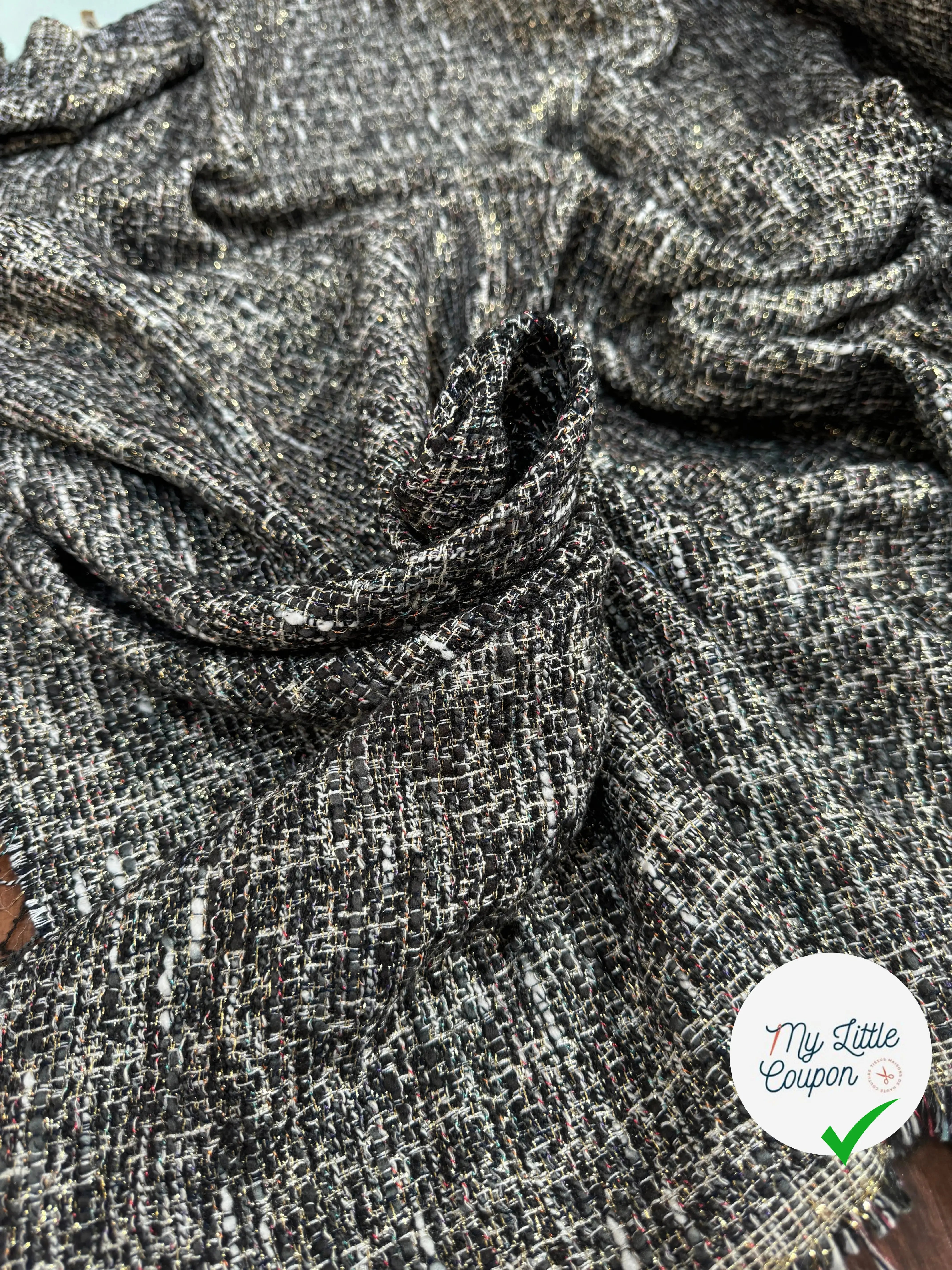TWEED LUREX BLACK GOLD ITALIEN - My Little Coupon