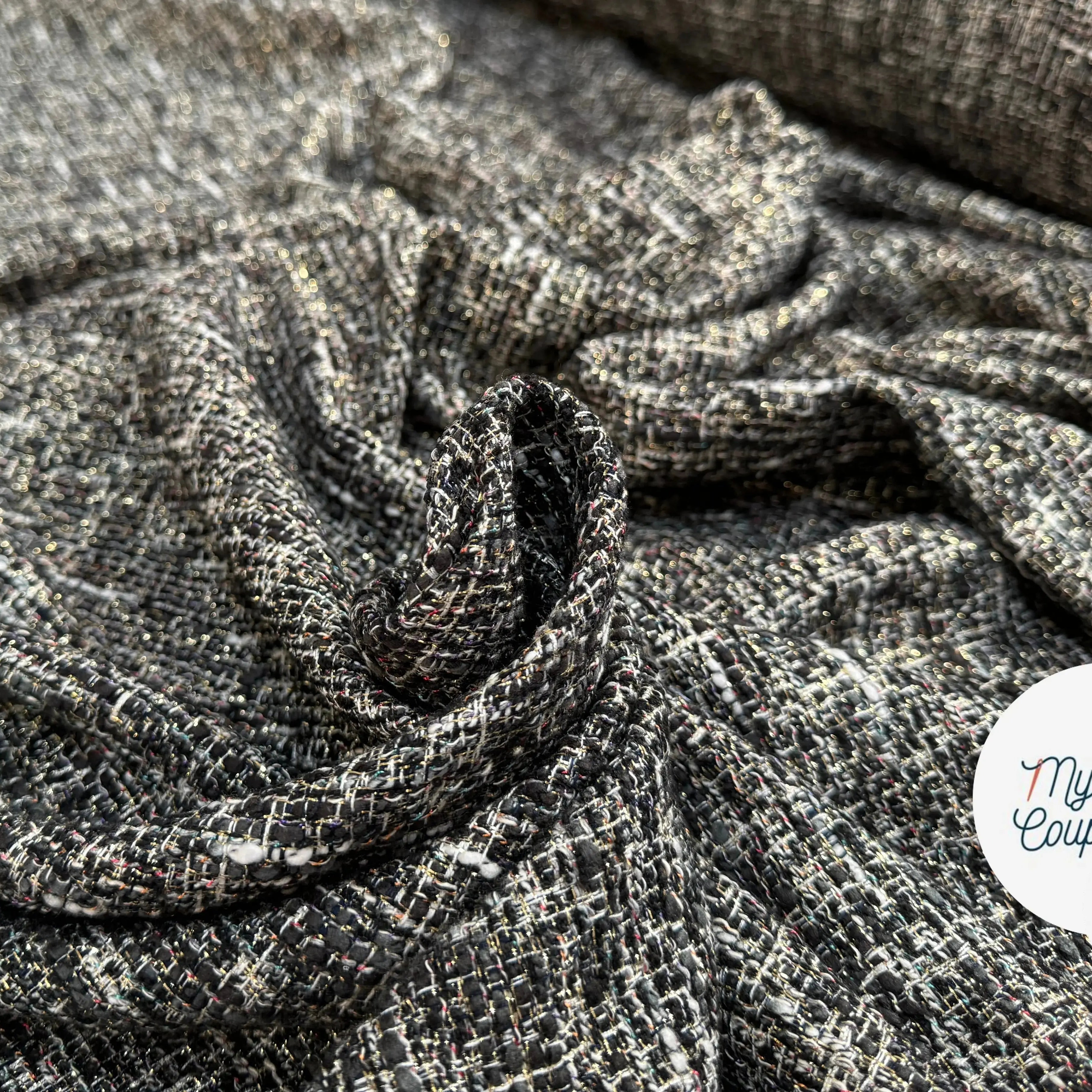 TWEED LUREX BLACK GOLD ITALIEN - My Little Coupon