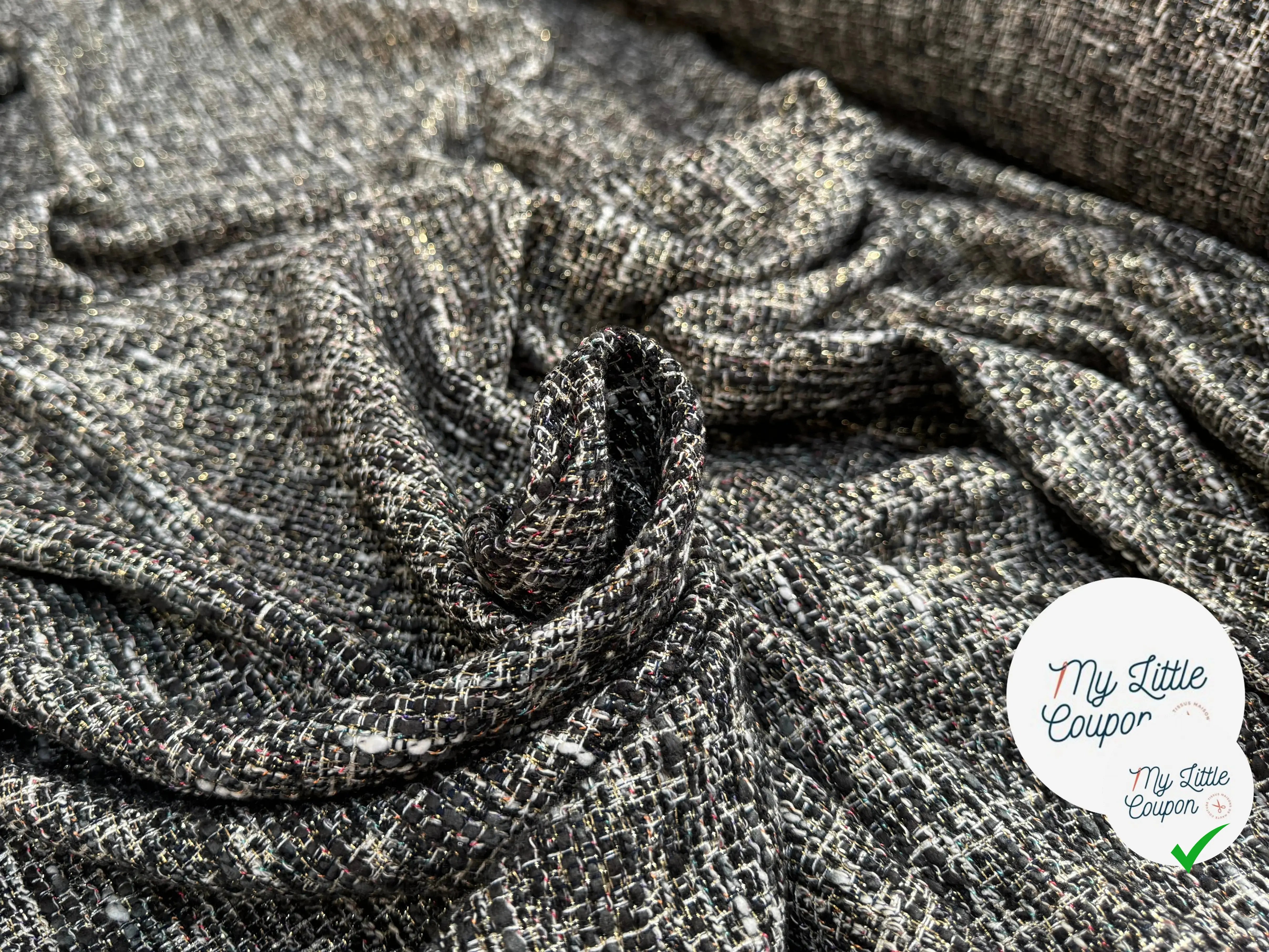 TWEED LUREX BLACK GOLD ITALIEN - My Little Coupon