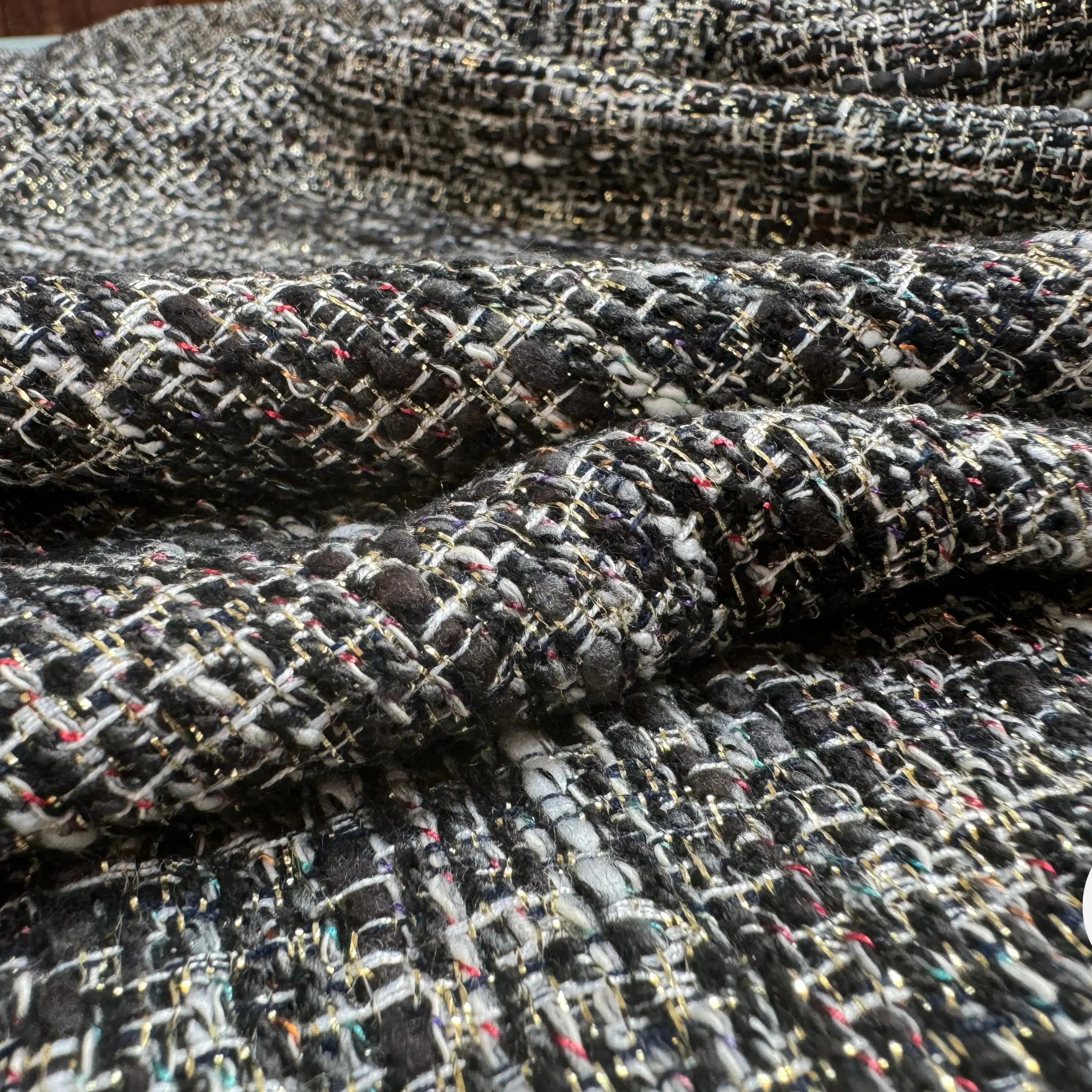 TWEED LUREX BLACK GOLD ITALIEN - My Little Coupon