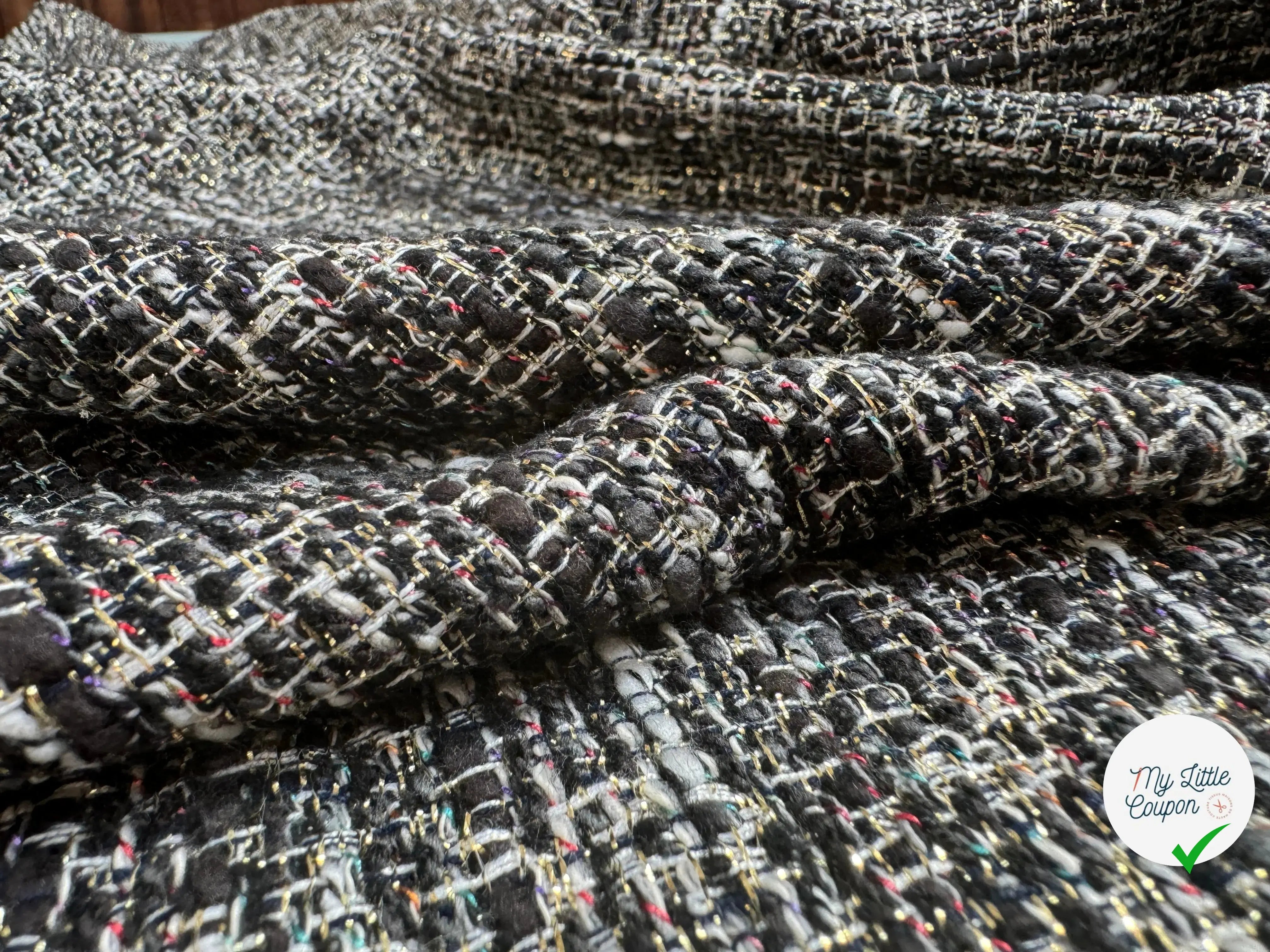 TWEED LUREX BLACK GOLD ITALIEN - My Little Coupon