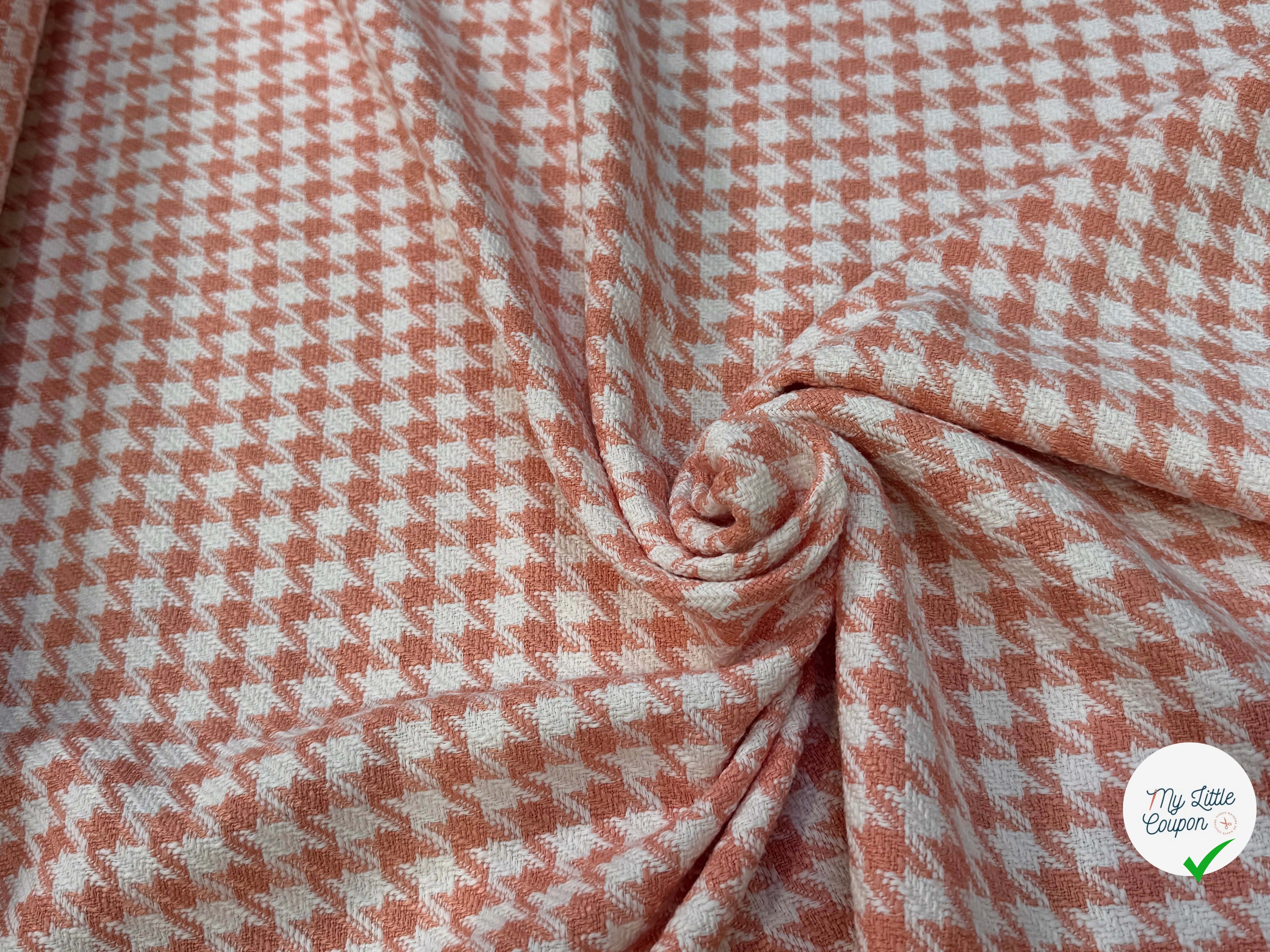 (Chute) TWEED POLYCOTON PRESTIGIEUX PIED DE COQ PEACH - My Little Coupon
