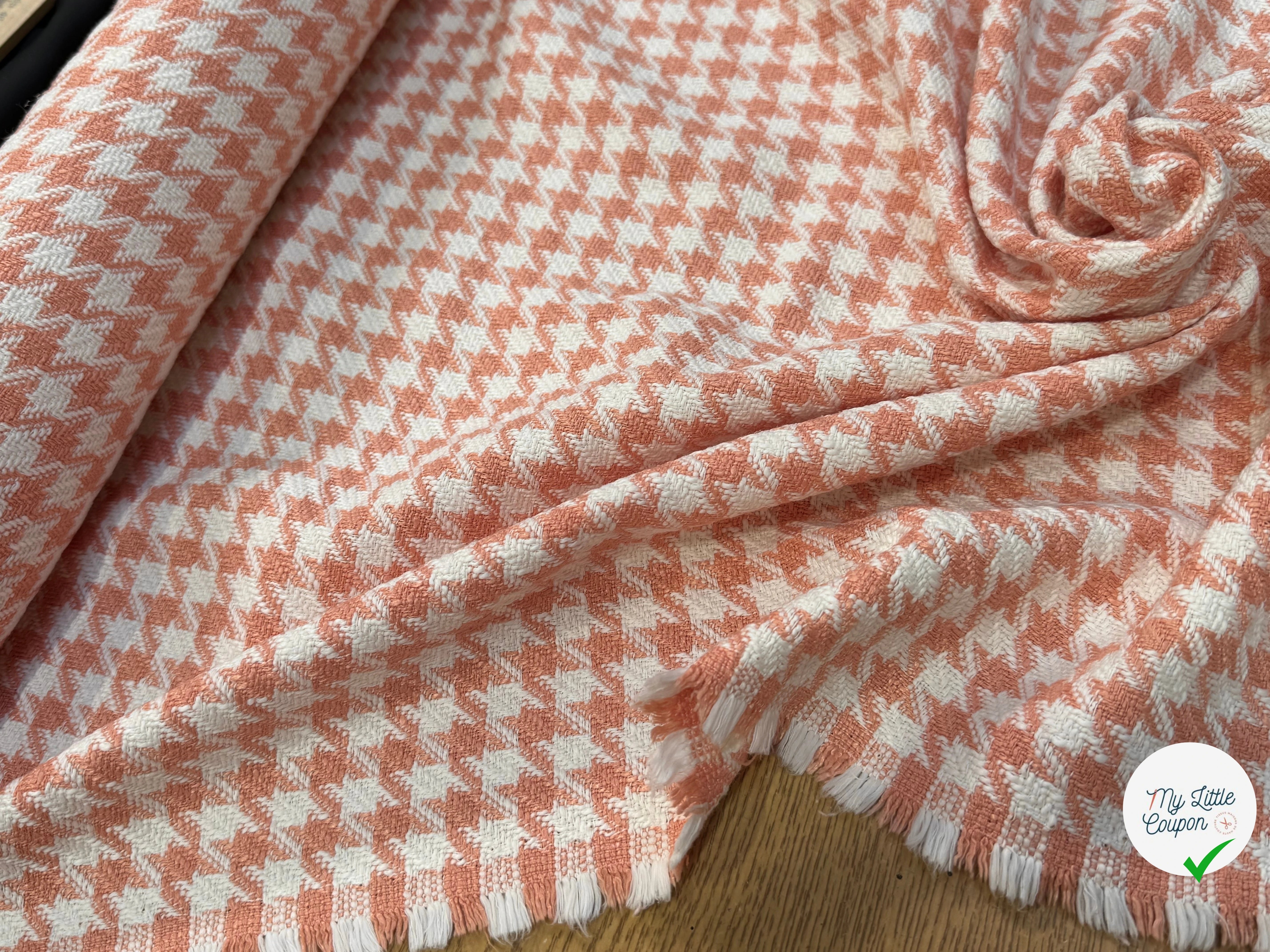 (Chute) TWEED POLYCOTON PRESTIGIEUX PIED DE COQ PEACH - My Little Coupon