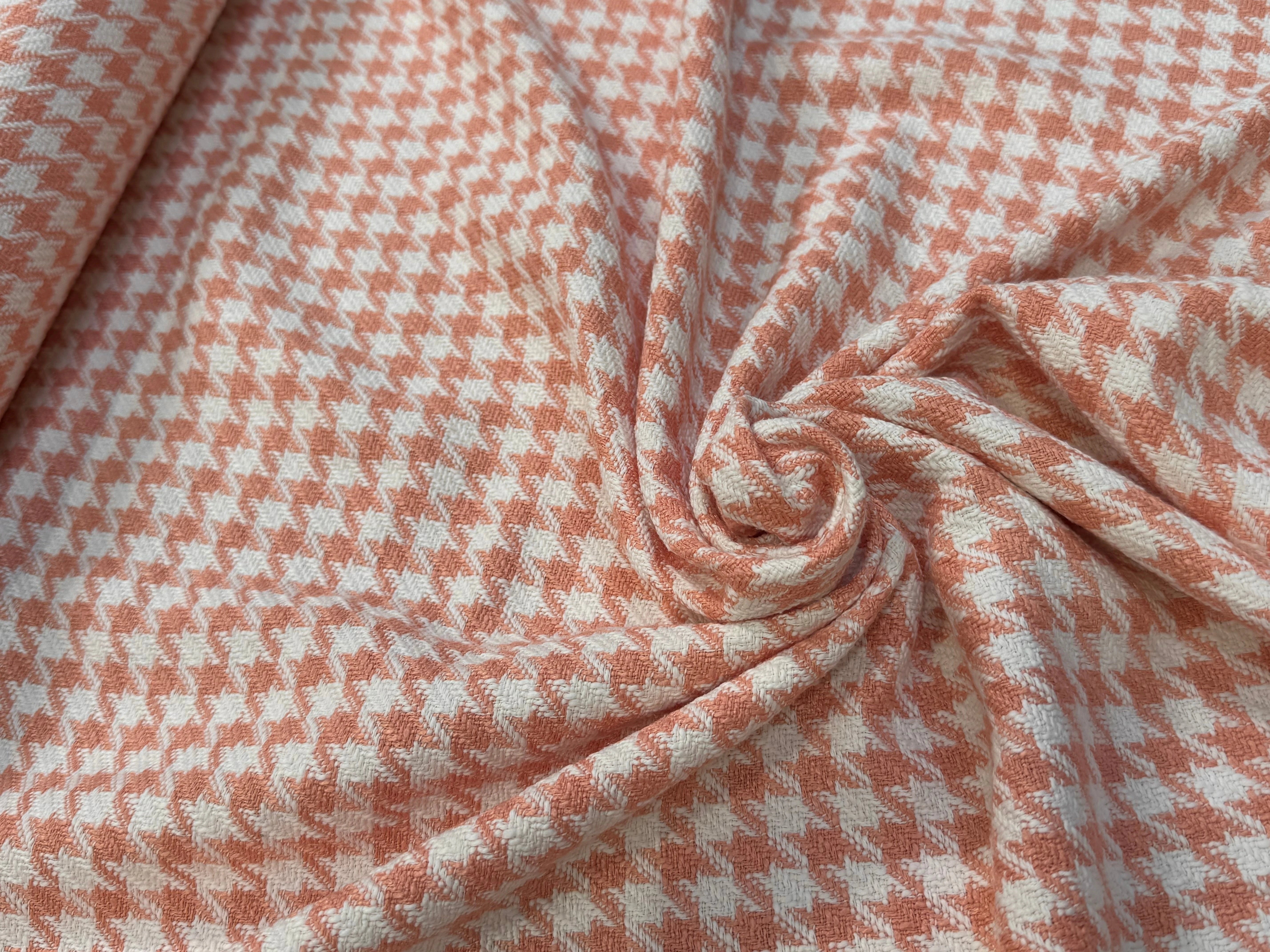 (Chute) TWEED POLYCOTON PRESTIGIEUX PIED DE COQ PEACH - My Little Coupon