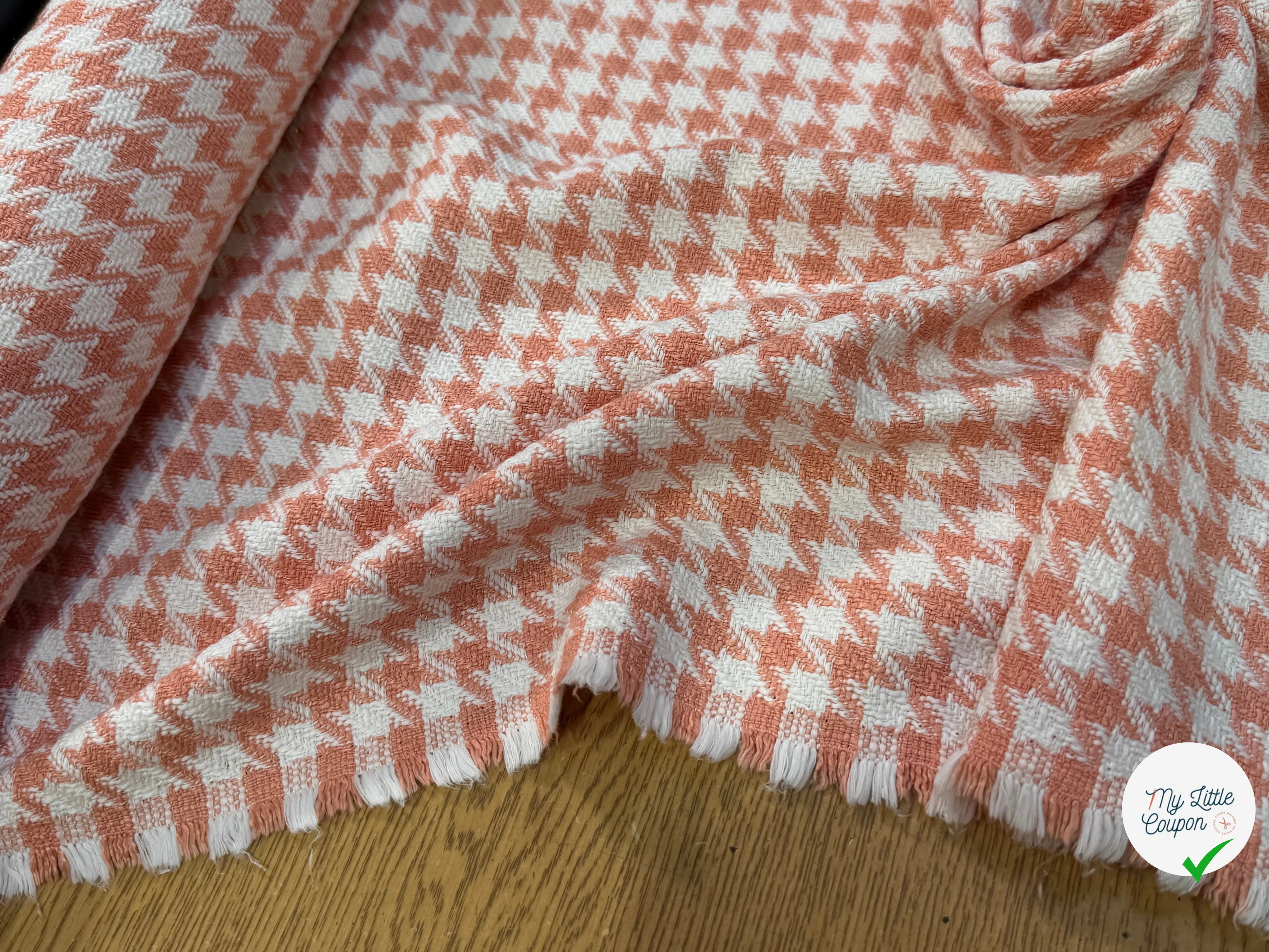 (Chute) TWEED POLYCOTON PRESTIGIEUX PIED DE COQ PEACH - My Little Coupon
