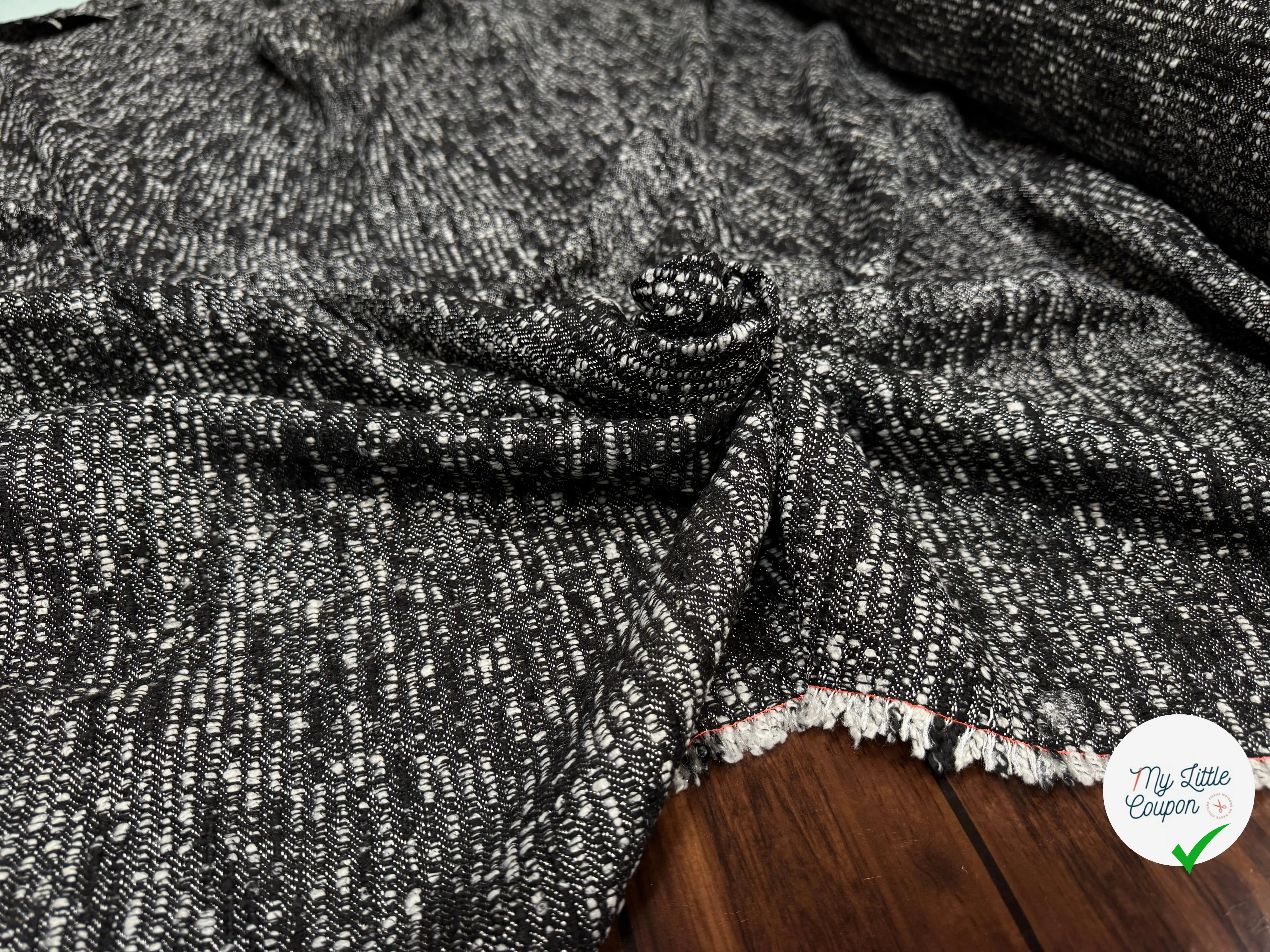 TWEED POLYESTER NOIR ET BLANC - My Little Coupon