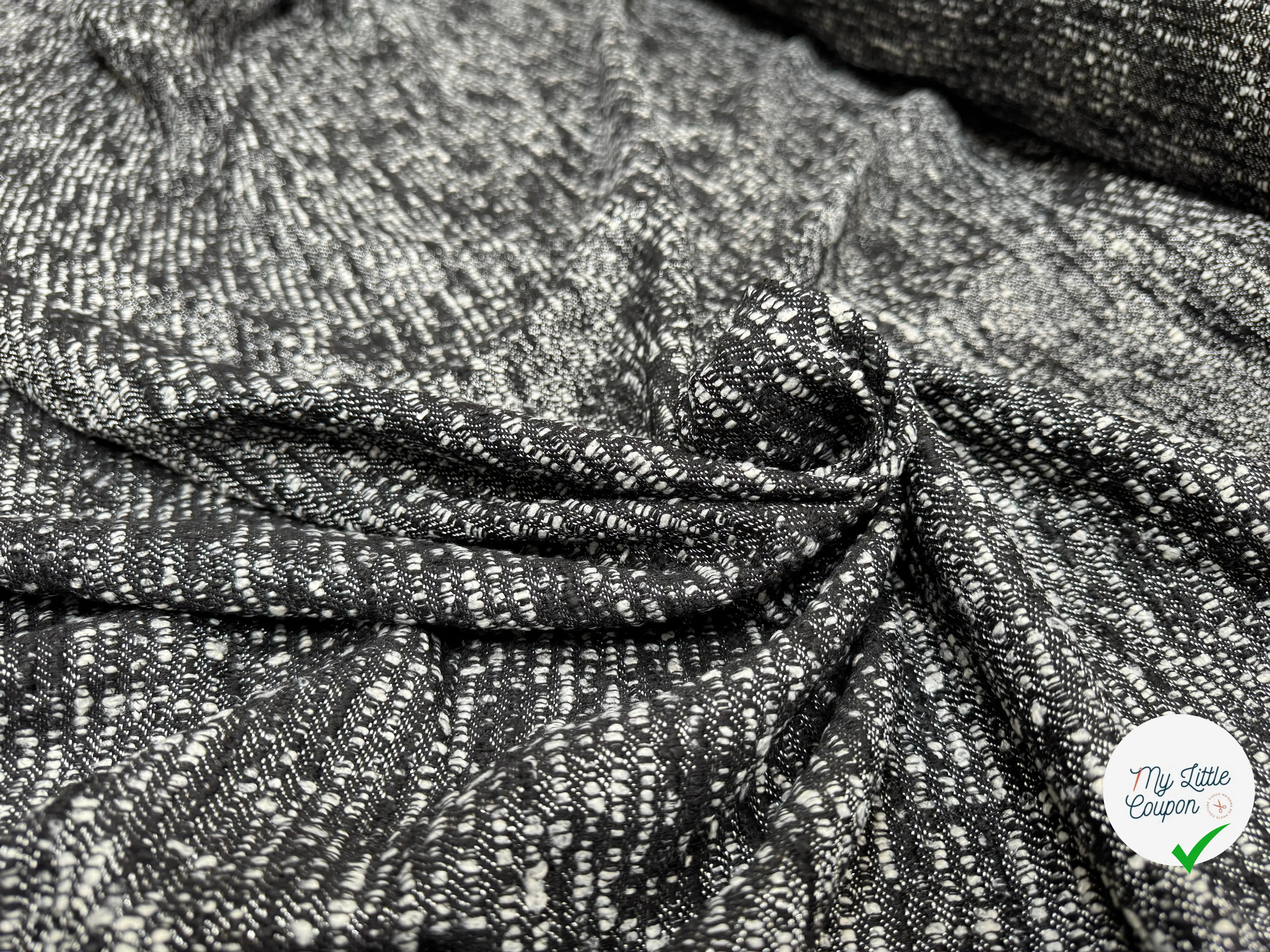 TWEED POLYESTER NOIR ET BLANC - My Little Coupon