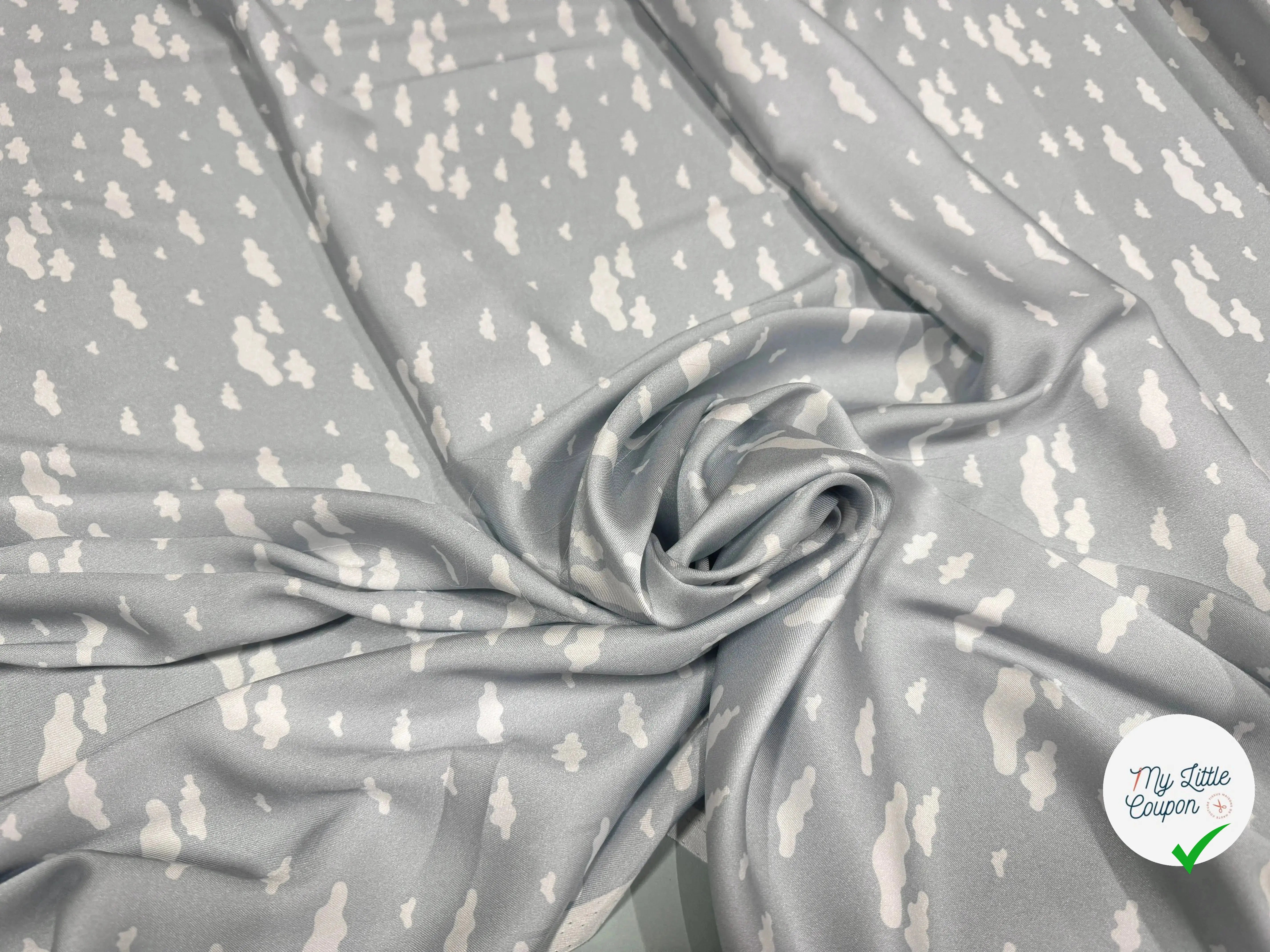 TWILL POLYESTER NUAGES GRIS CLAIR - My Little Coupon