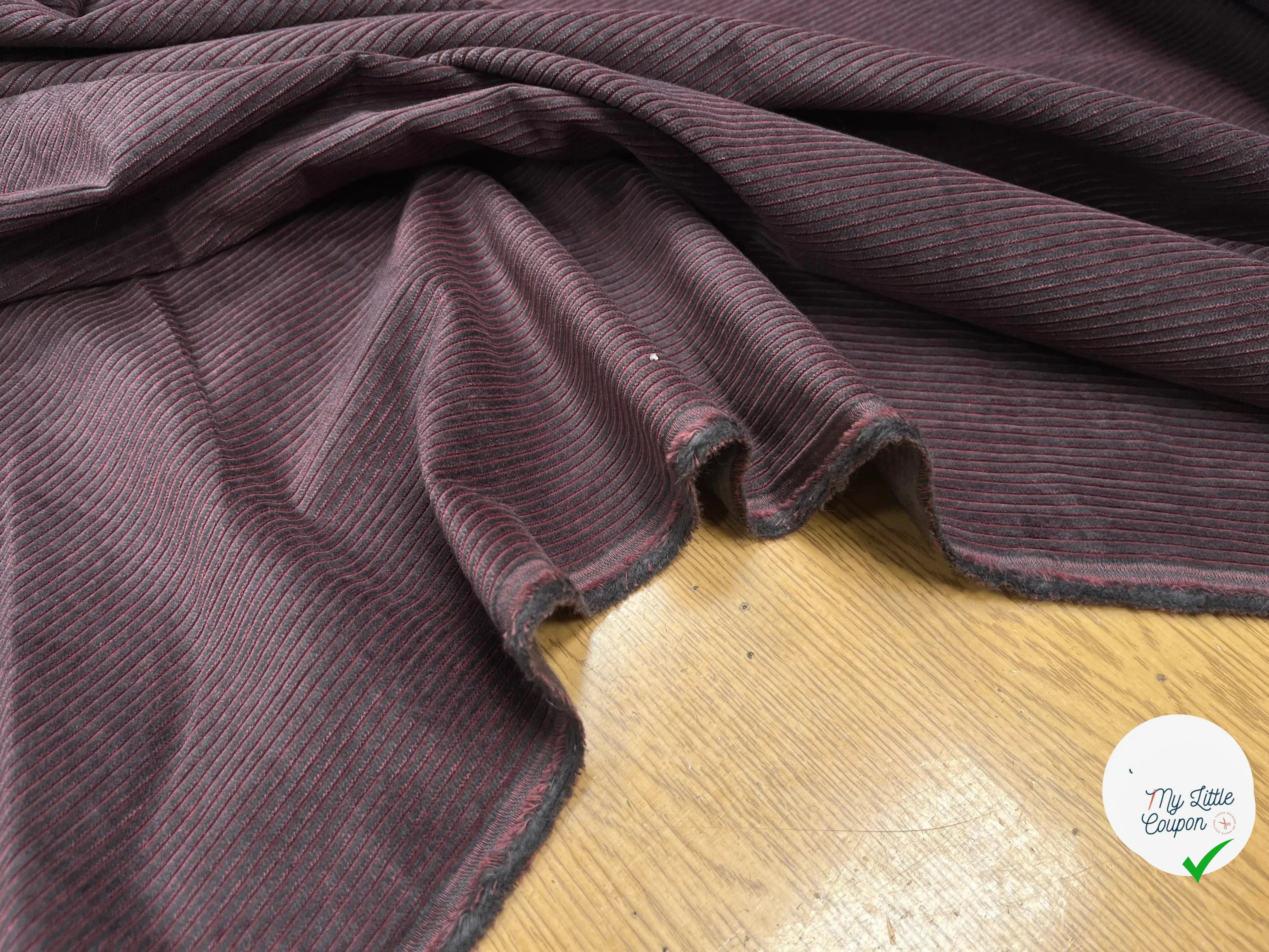 VELOURS 300 RAIES BORDEAUX COTON - My Little Coupon